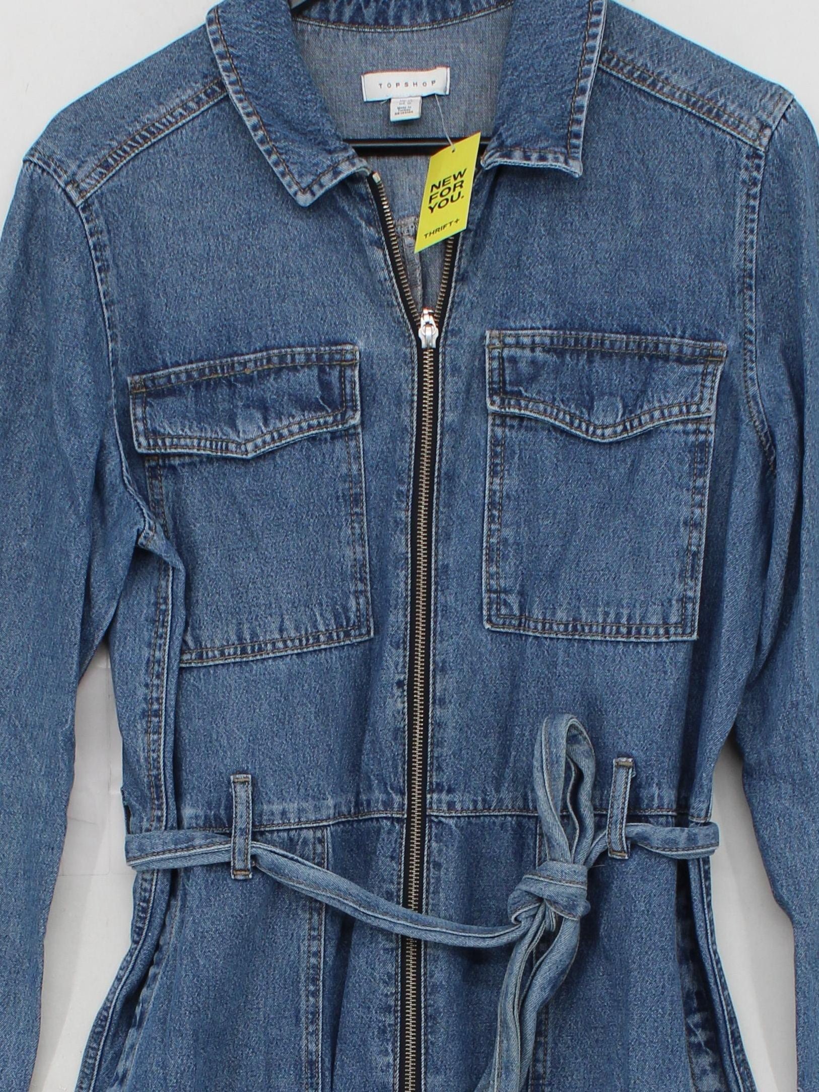Topshop Women's Jumpsuit UK 14 Blue 100% Cotton Straight Jumpsuit - Image 3