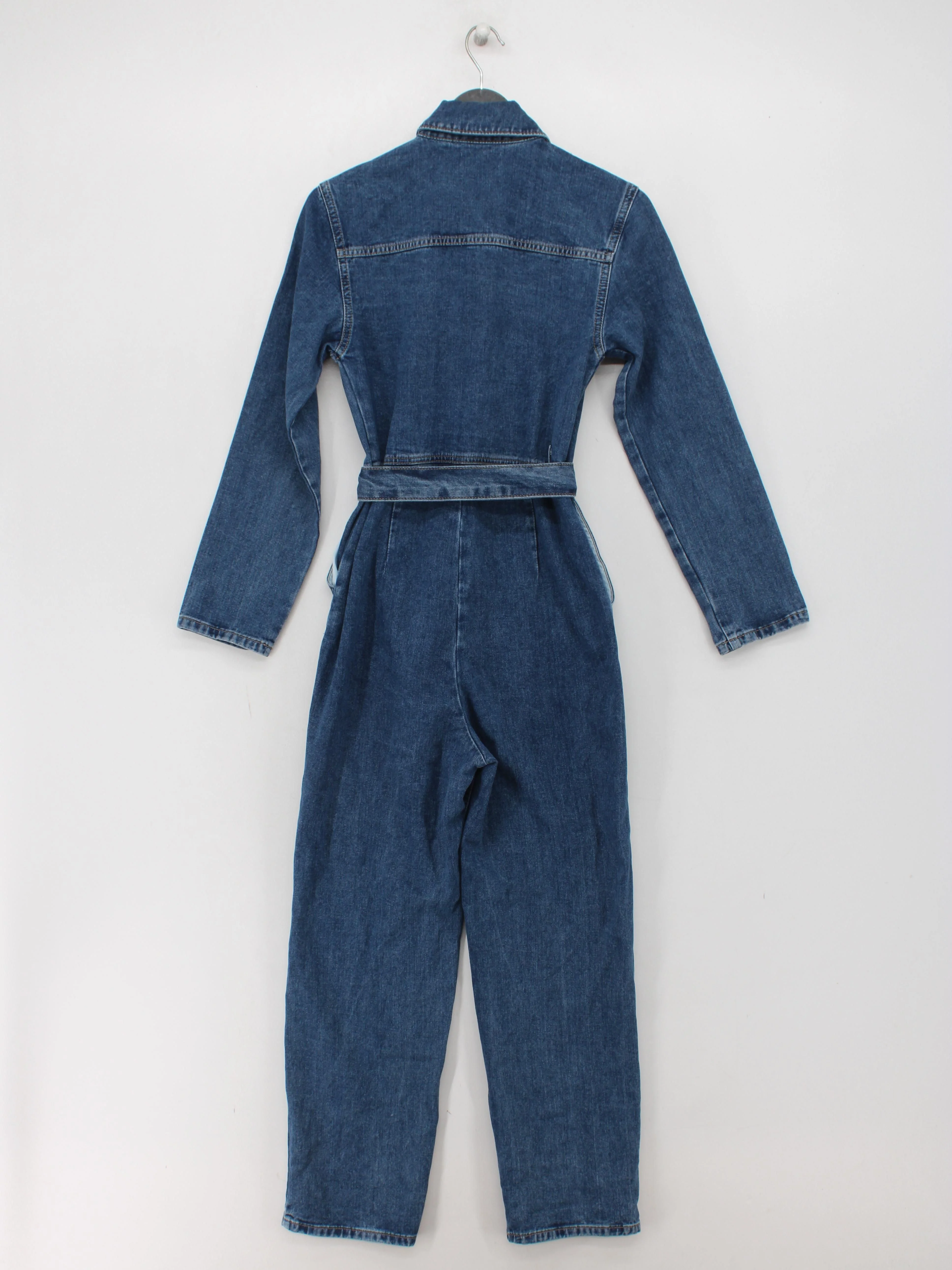 Topshop Women's Jumpsuit UK 6 Blue 100% Cotton Wide-Leg Jumpsuit - Image 2
