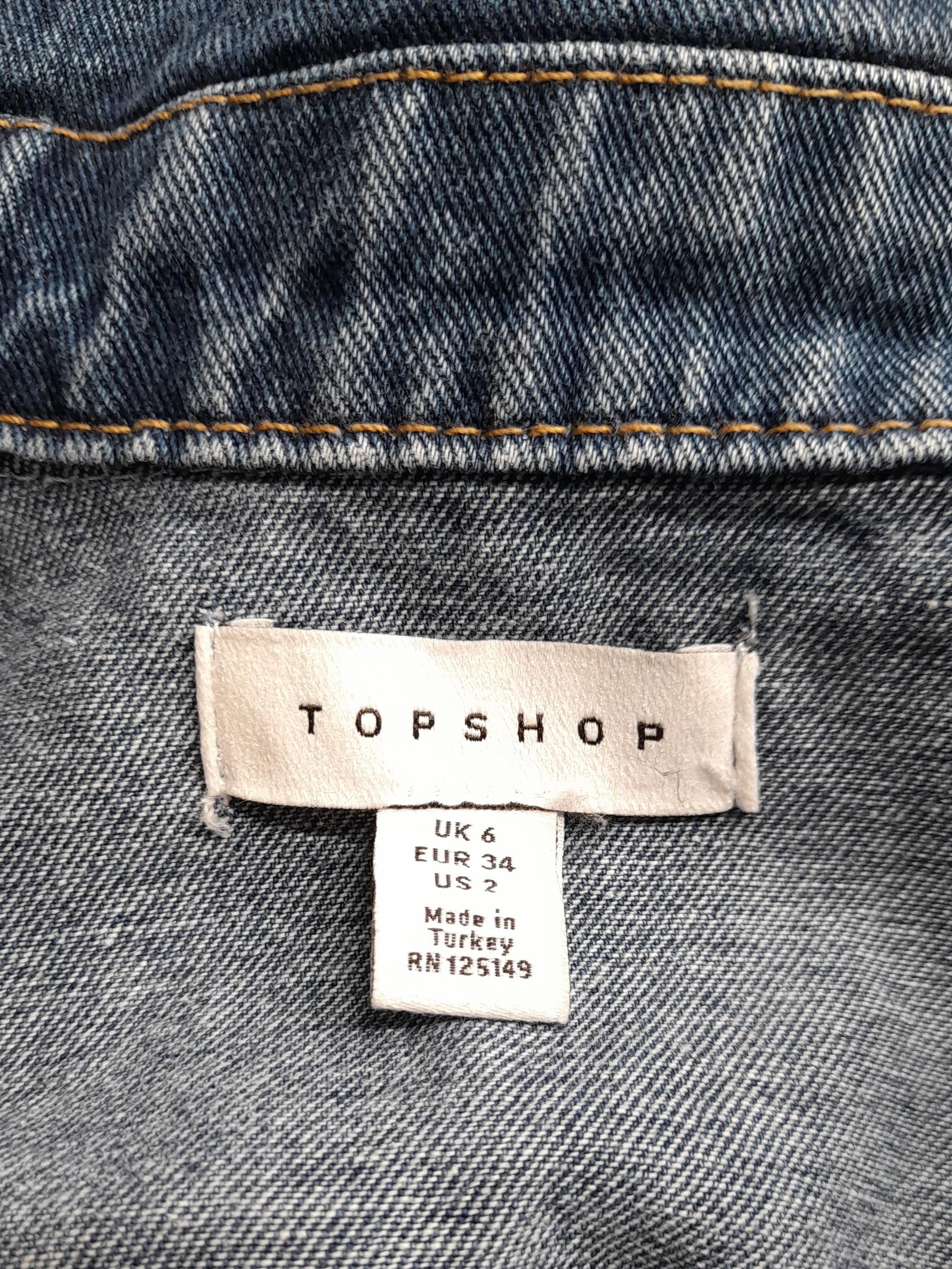 Topshop Women's Jumpsuit UK 6 Blue 100% Cotton Wide-Leg Jumpsuit - Image 5