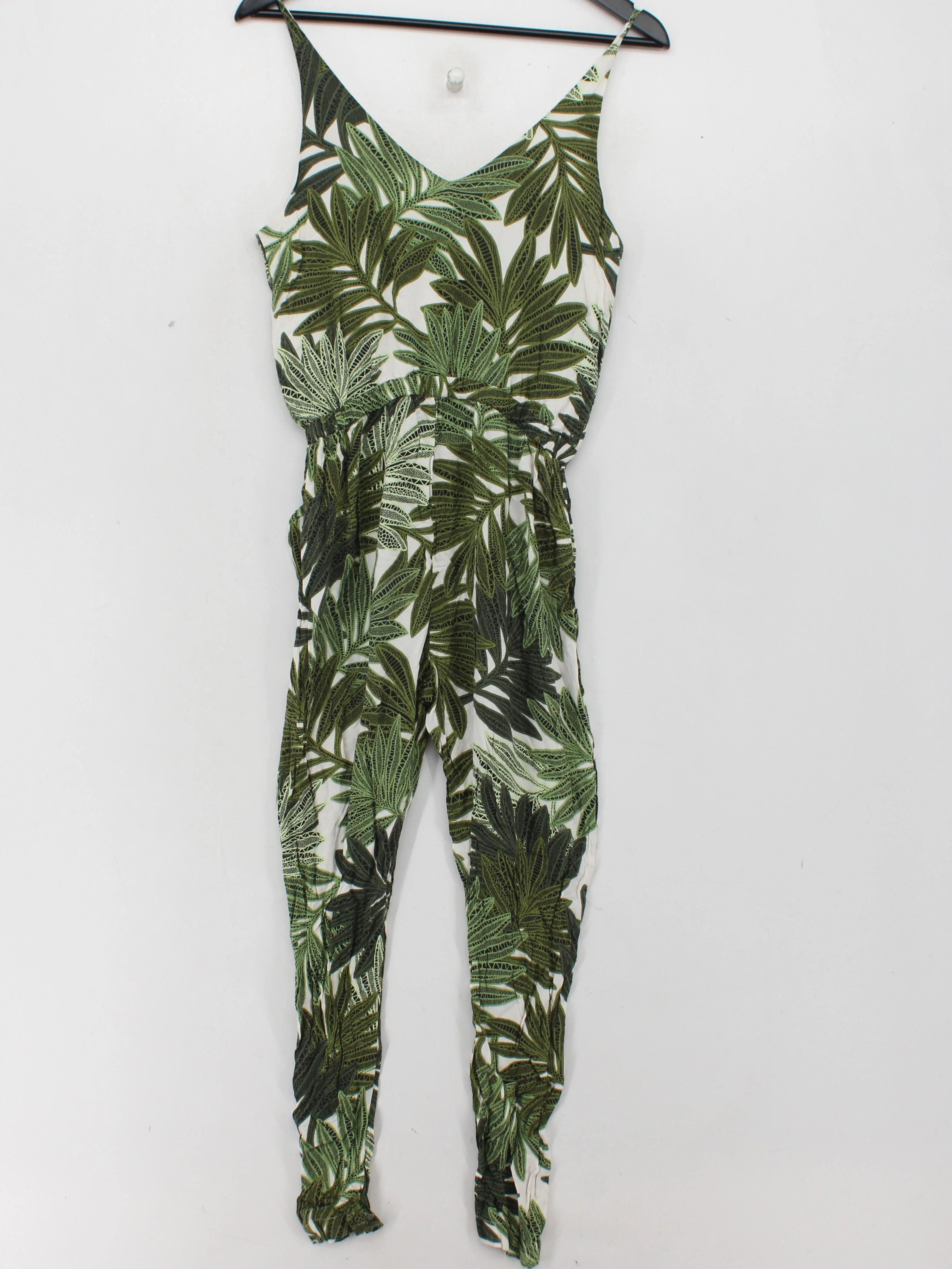 Topshop Women's Jumpsuit UK 8 Green Floral 100% Other Tapered Jumpsuit - Image 2