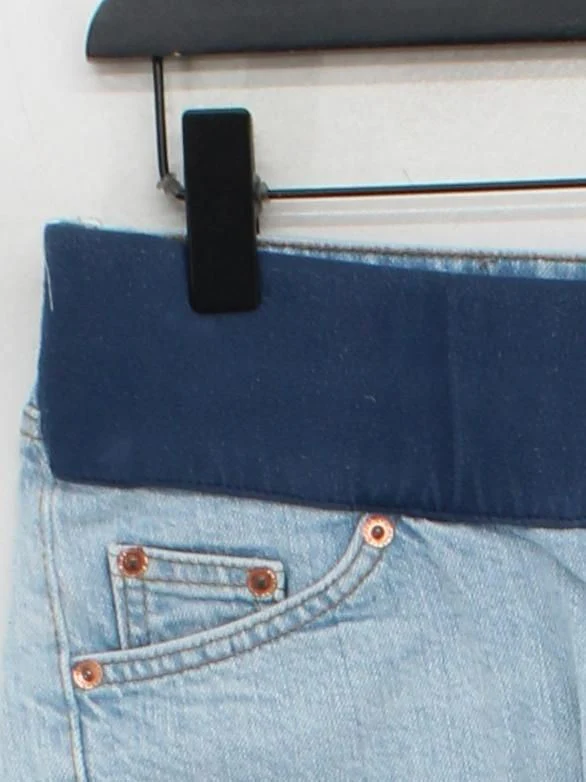Topshop Women's Maternity Bottoms UK 8 Blue Cotton with Elastane Straight Capri - Image 4