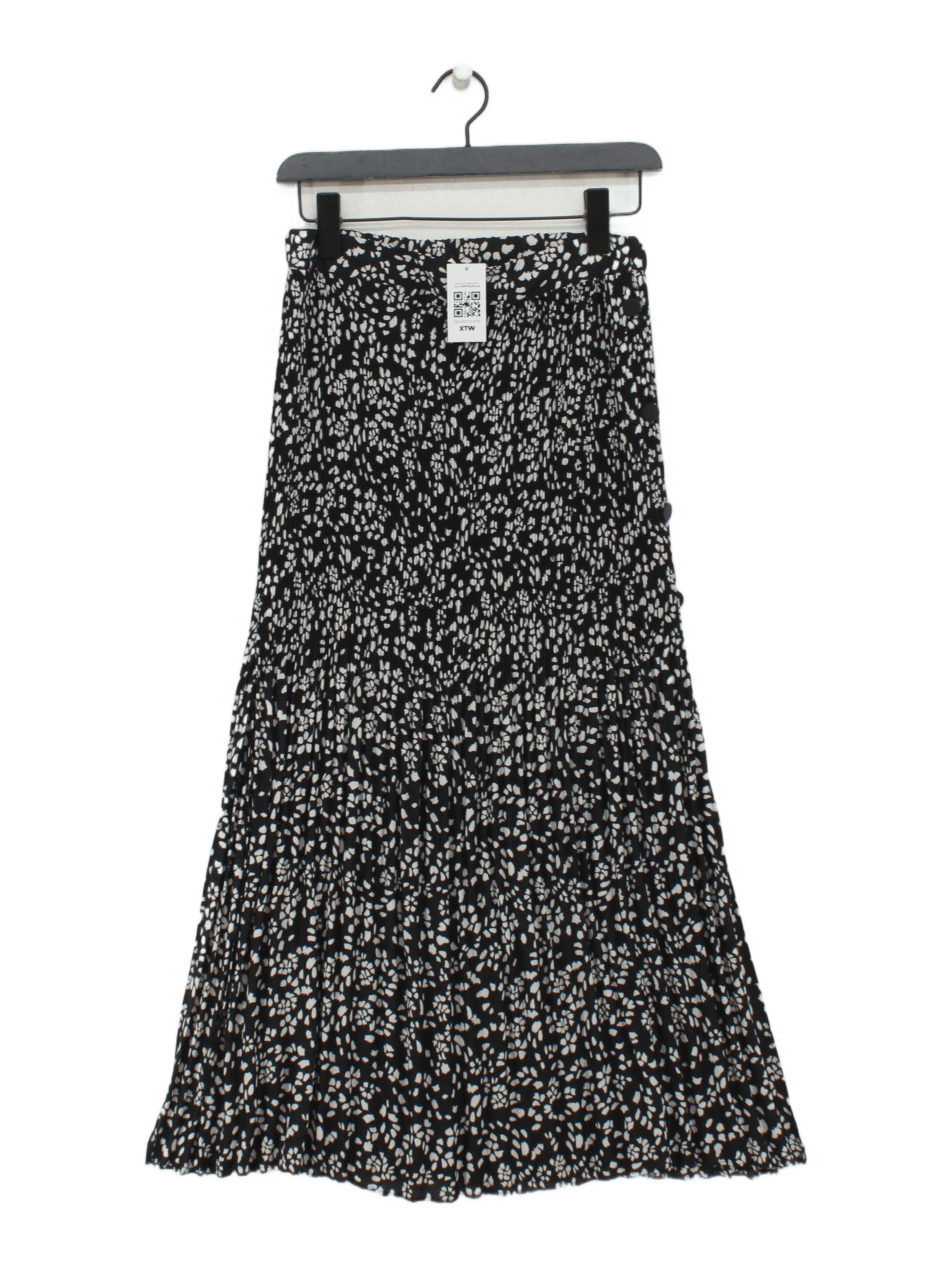 Topshop Women's Maxi Skirt M Black Floral 100% Polyester Long Maxi