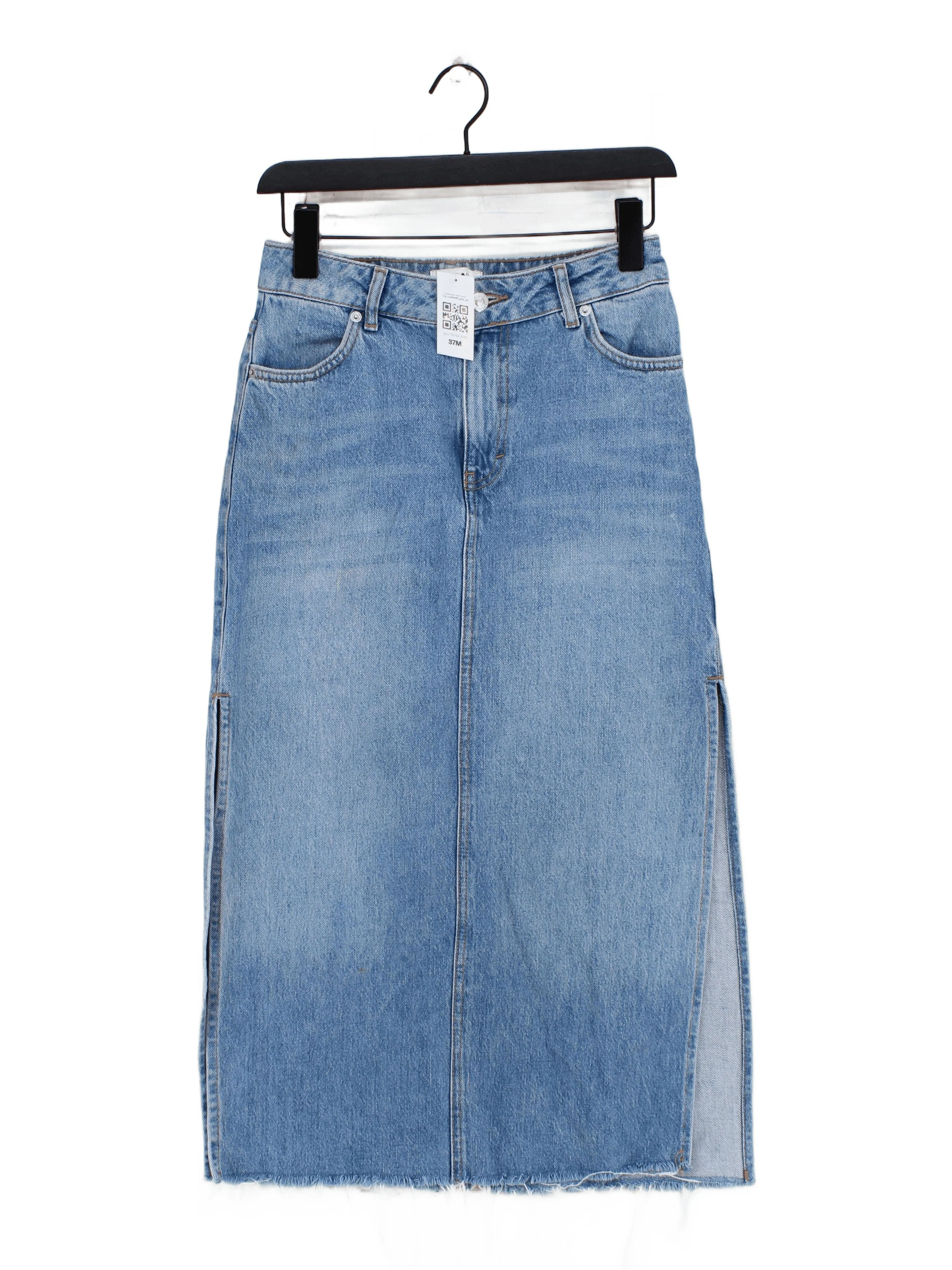 Topshop Women's Maxi Skirt S Blue 100% Cotton Long Maxi