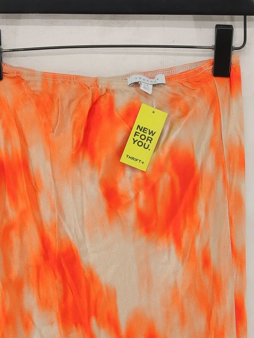 Topshop Women's Maxi Skirt S Orange 100% Viscose Long Maxi - Image 3