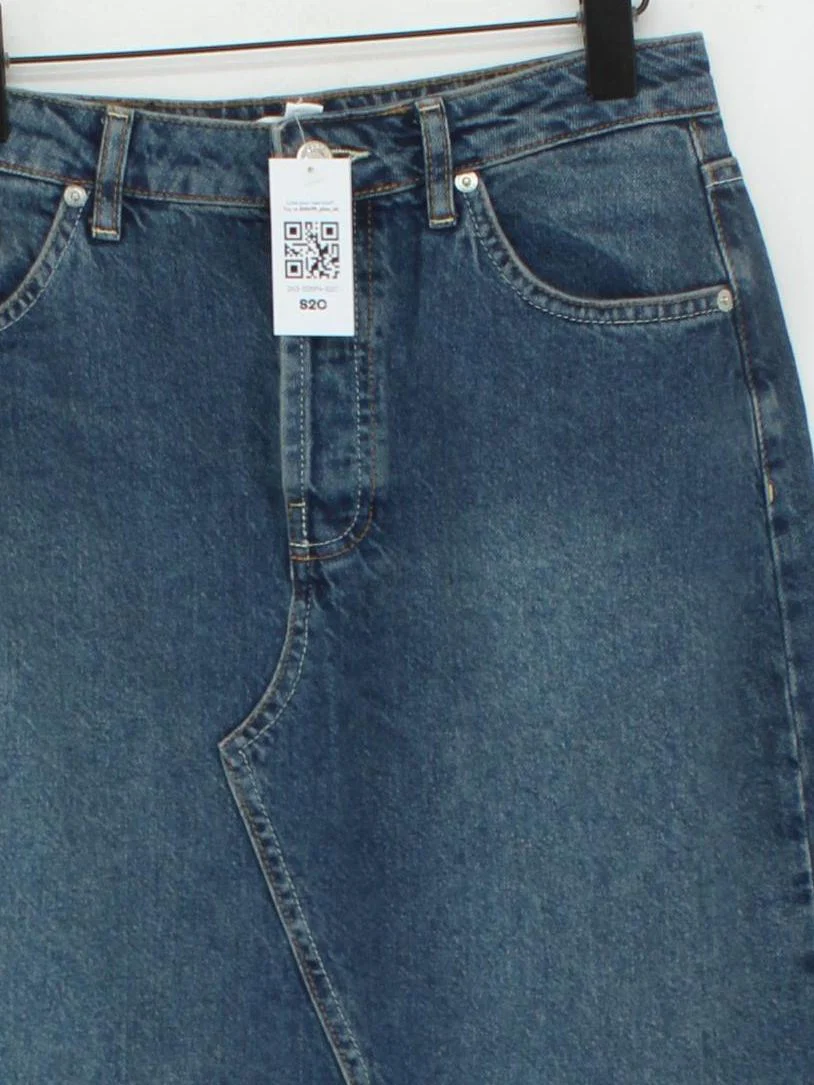 Topshop Women's Maxi Skirt UK 10 Blue Cotton with Polyester Long Maxi - Image 3