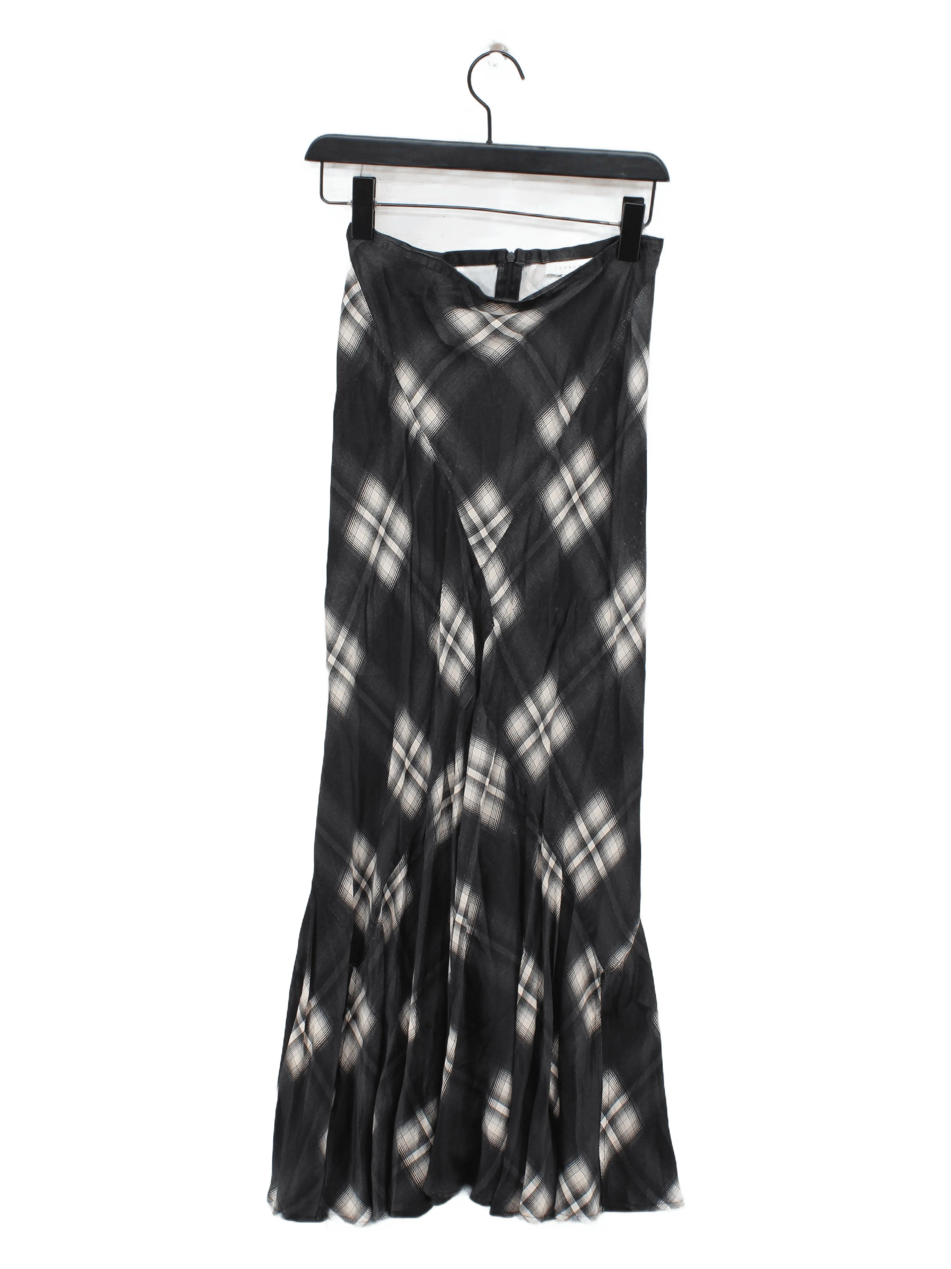 Topshop Women's Maxi Skirt UK 8 Black Argyle 100% Viscose Long Maxi