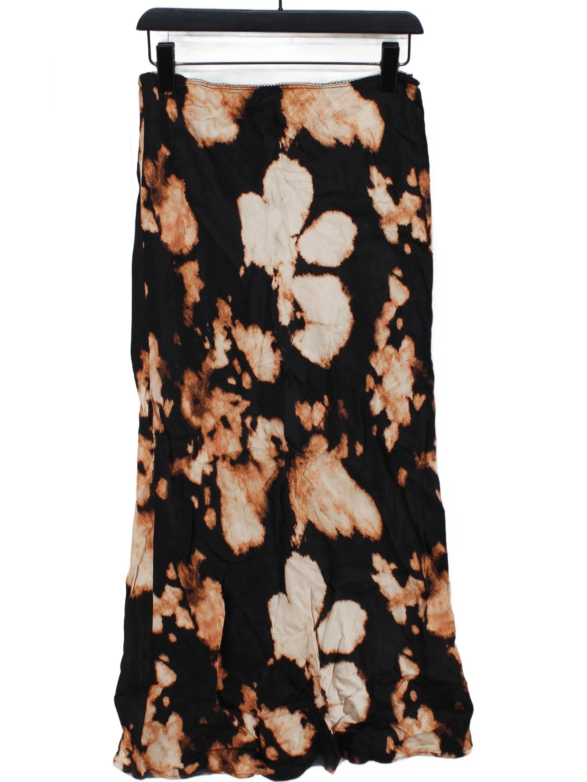 Topshop Women's Midi Skirt M Black Floral 100% Viscose Midi Straight & Pencil