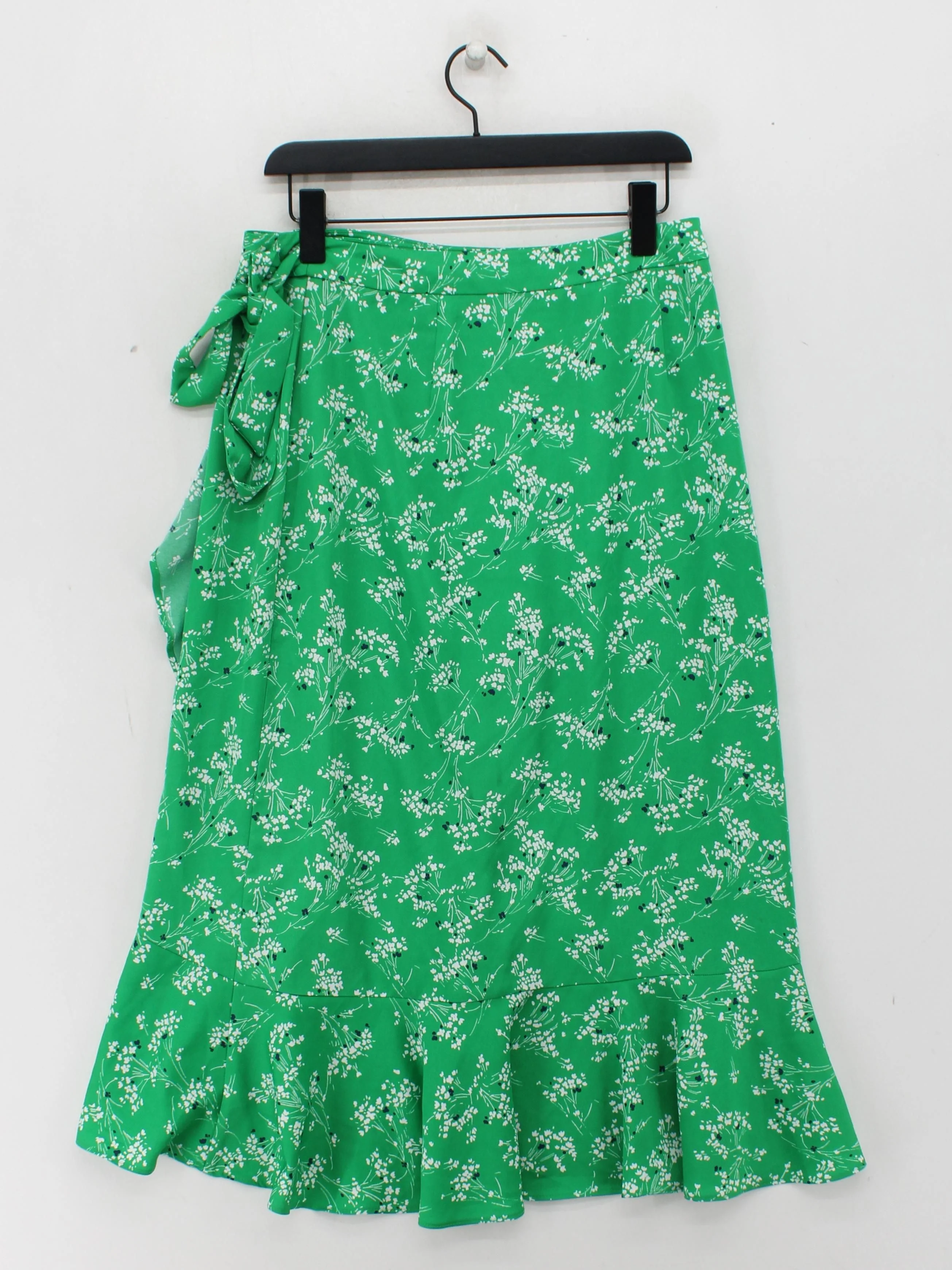 Topshop Women's Midi Skirt M Green Floral 100% Polyester Midi Wrap - Image 2