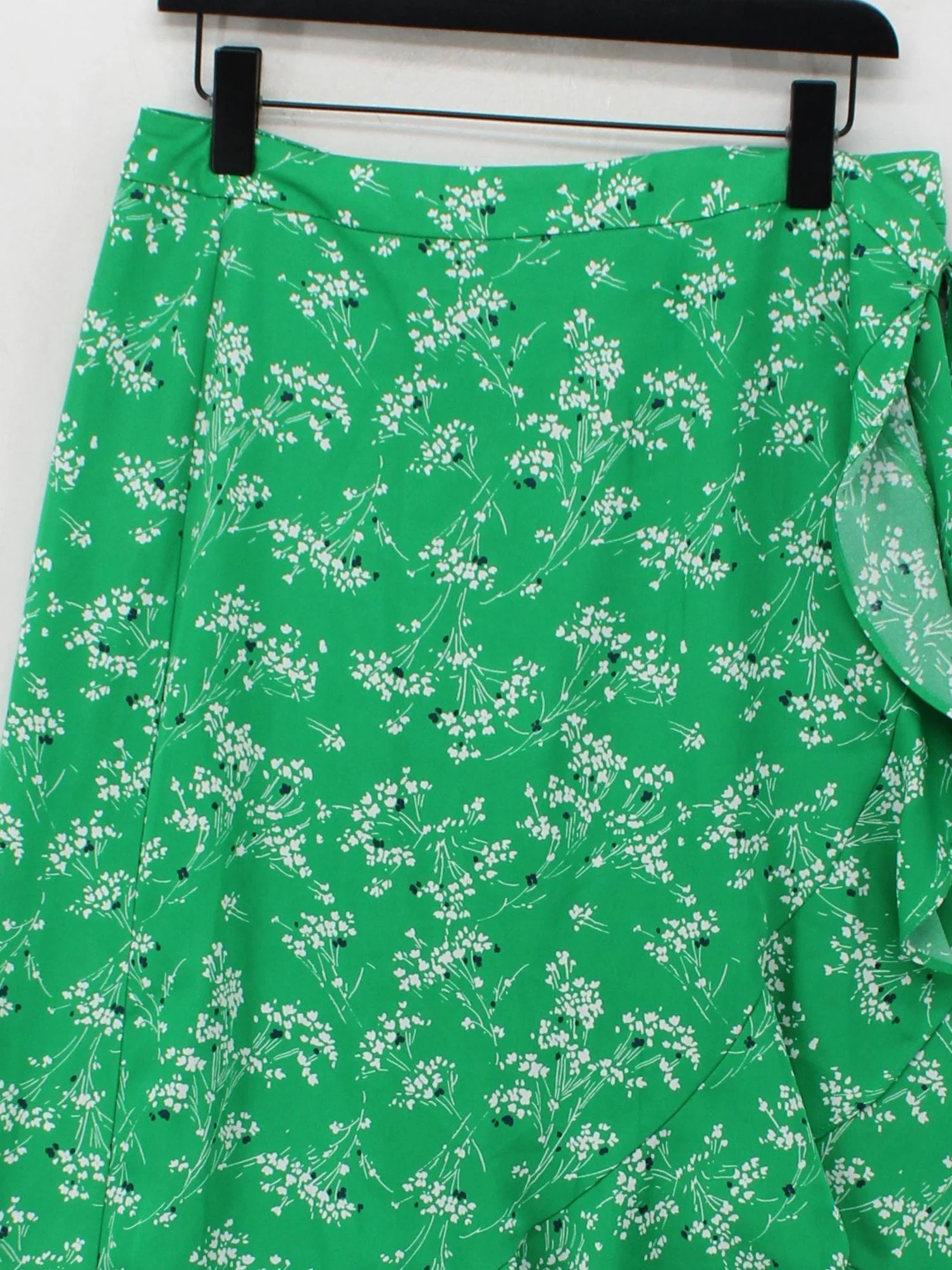 Topshop Women's Midi Skirt M Green Floral 100% Polyester Midi Wrap - Image 3