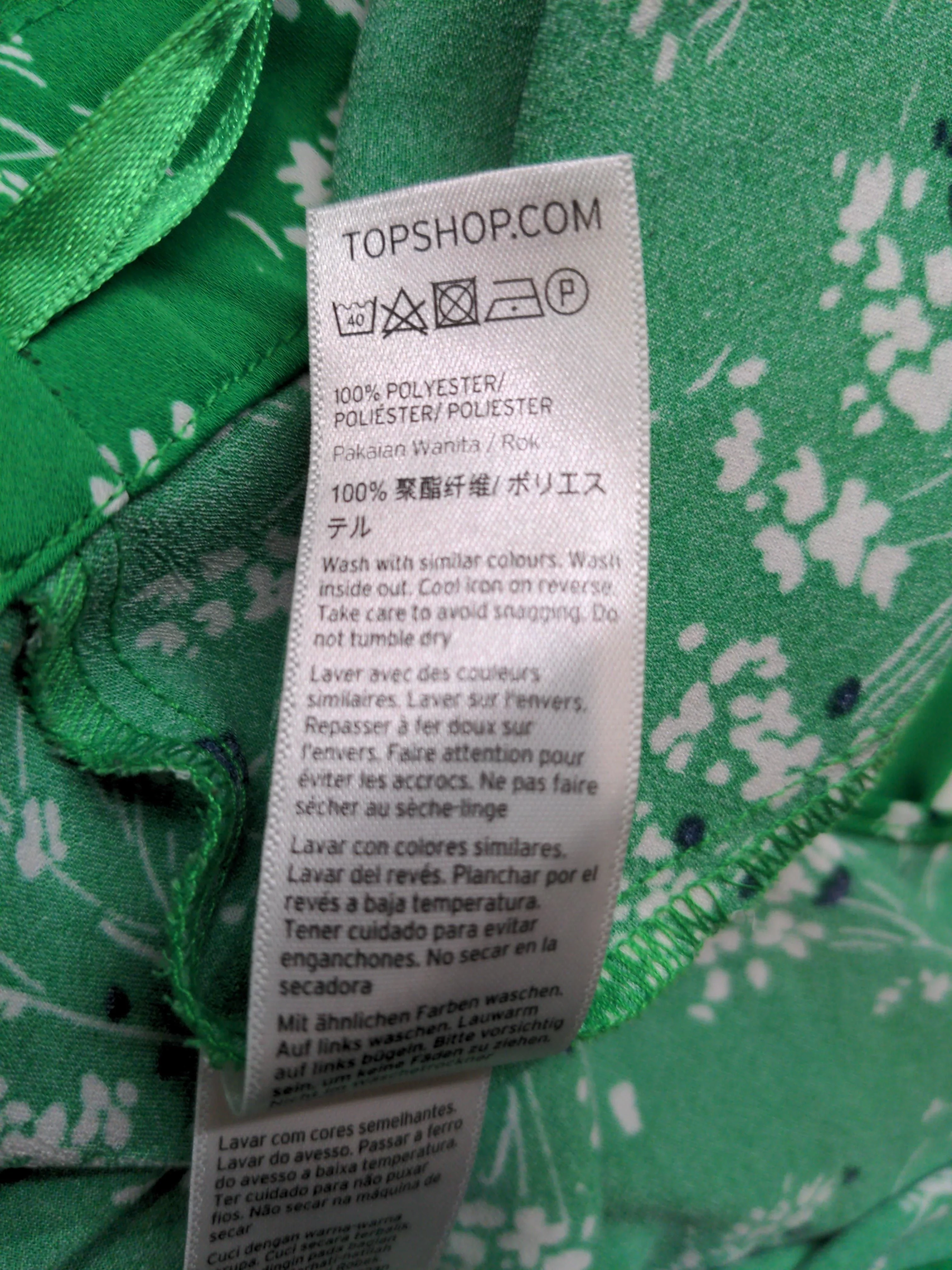 Topshop Women's Midi Skirt M Green Floral 100% Polyester Midi Wrap - Image 6