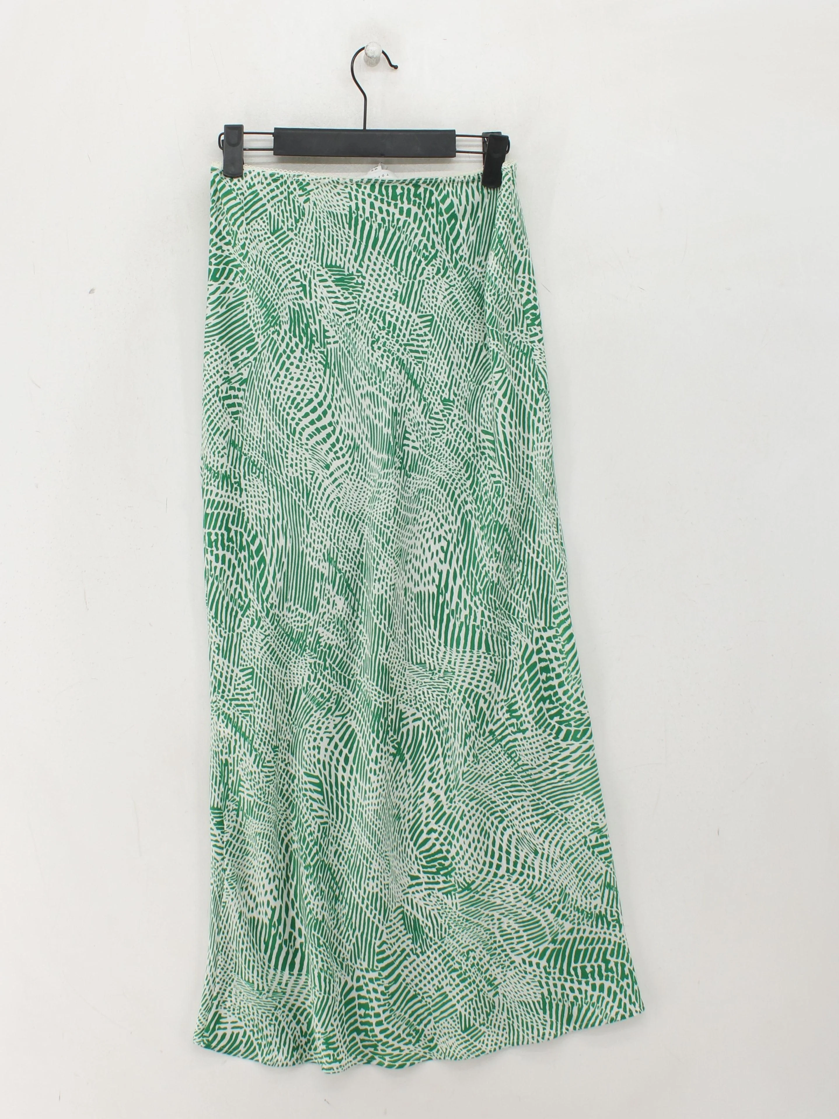 Topshop Women's Midi Skirt S Green Animal Print 100% Polyester Midi A-Line - Image 2