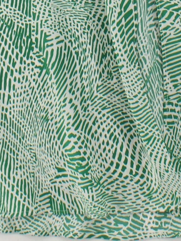 Topshop Women's Midi Skirt S Green Animal Print 100% Polyester Midi A-Line - Image 4