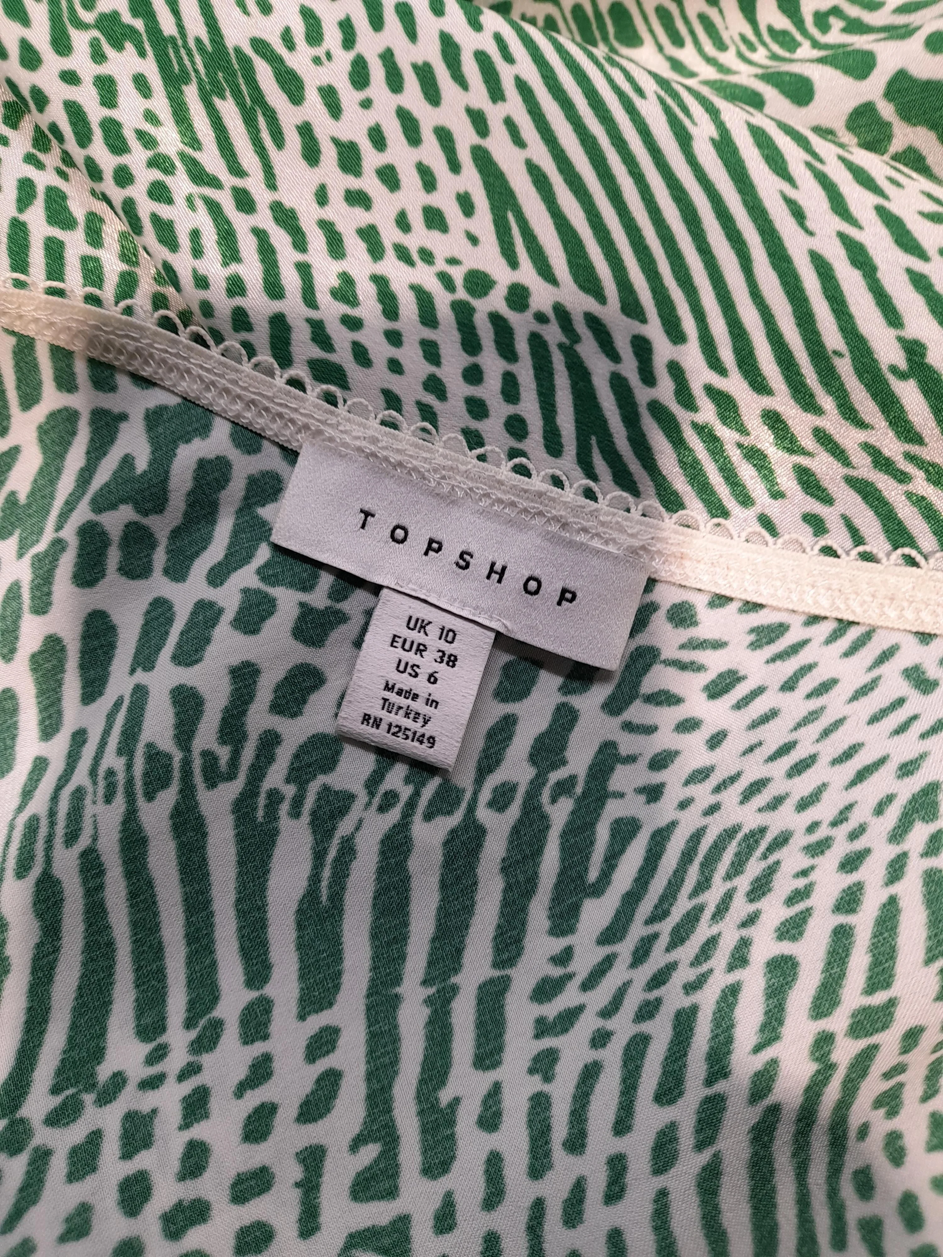 Topshop Women's Midi Skirt S Green Animal Print 100% Polyester Midi A-Line - Image 5