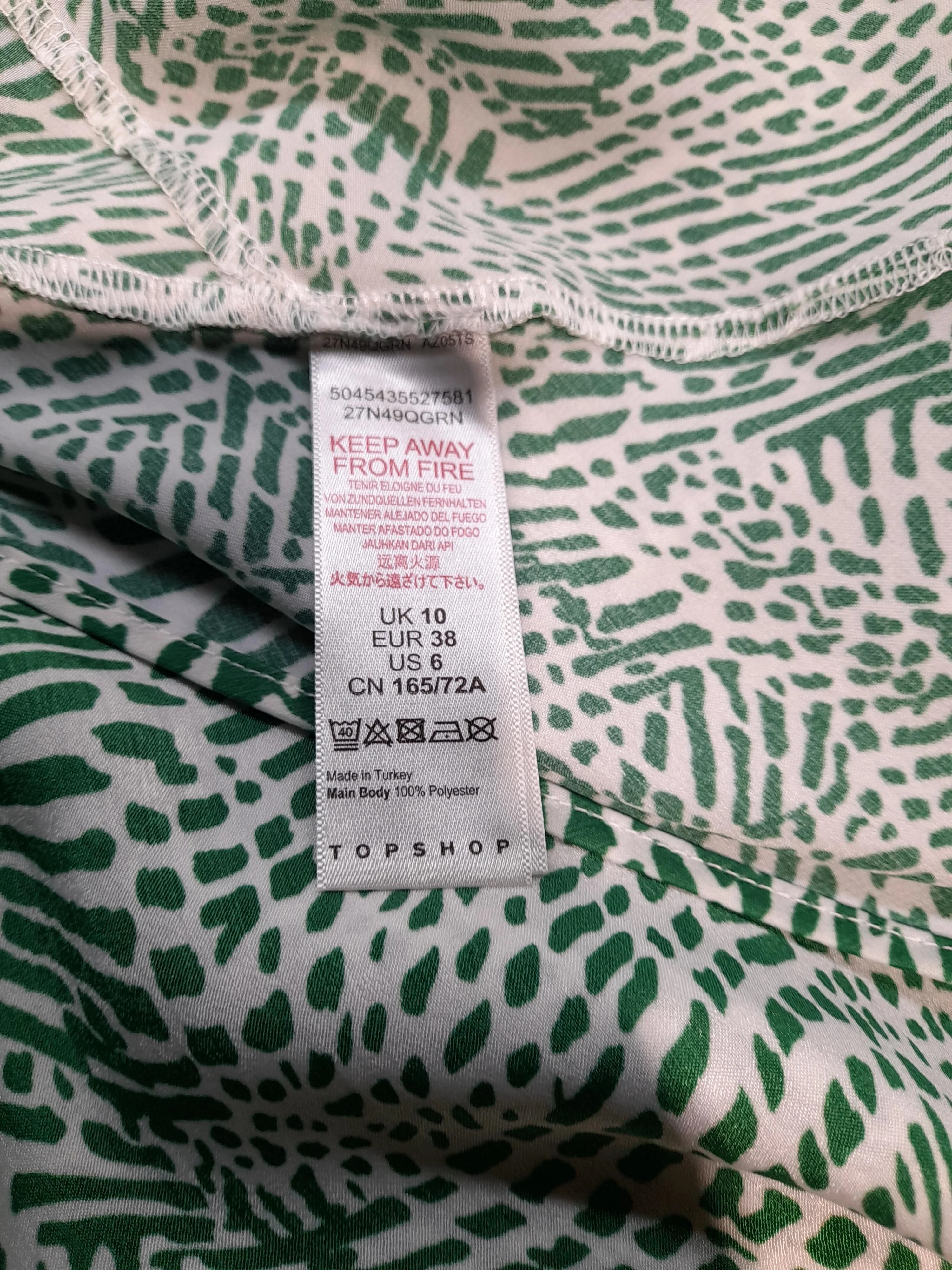 Topshop Women's Midi Skirt S Green Animal Print 100% Polyester Midi A-Line - Image 6