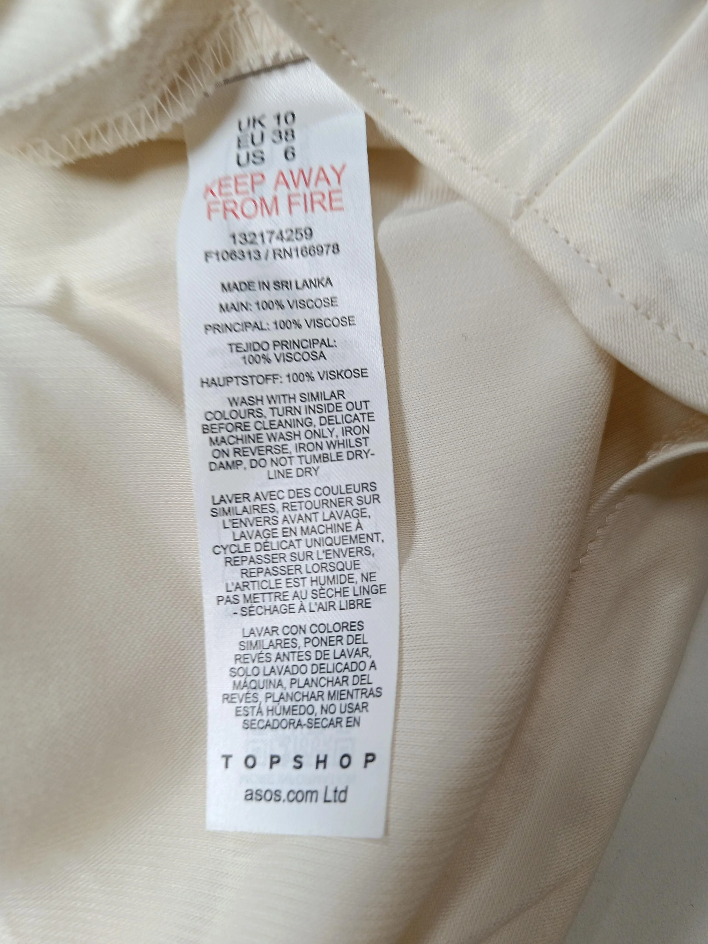 Topshop Women's Midi Skirt UK 10 Cream 100% Viscose Midi Straight & Pencil - Image 6