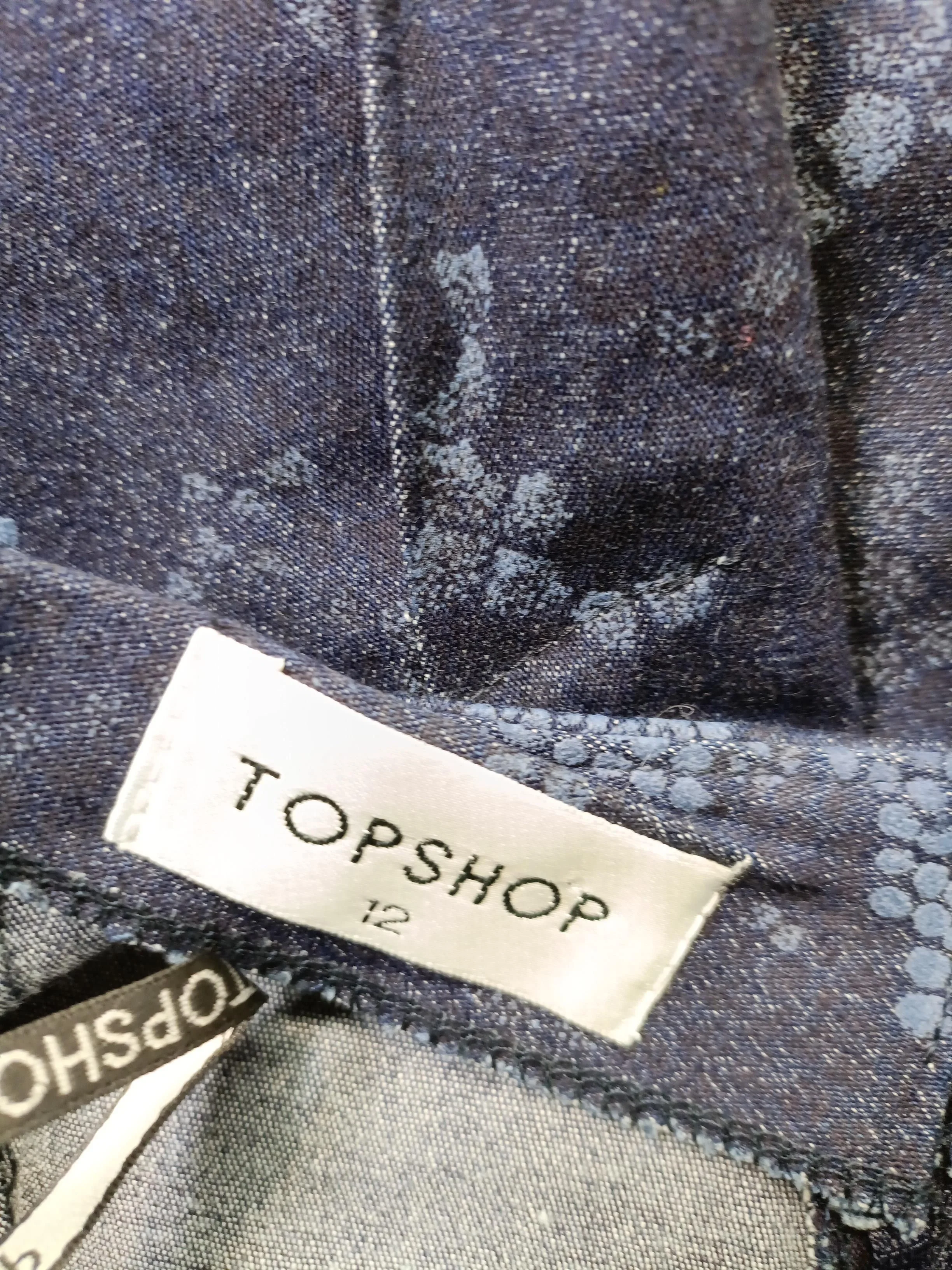 Topshop Women's Midi Skirt UK 12 Blue 100% Cotton Straight & Pencil - Image 5