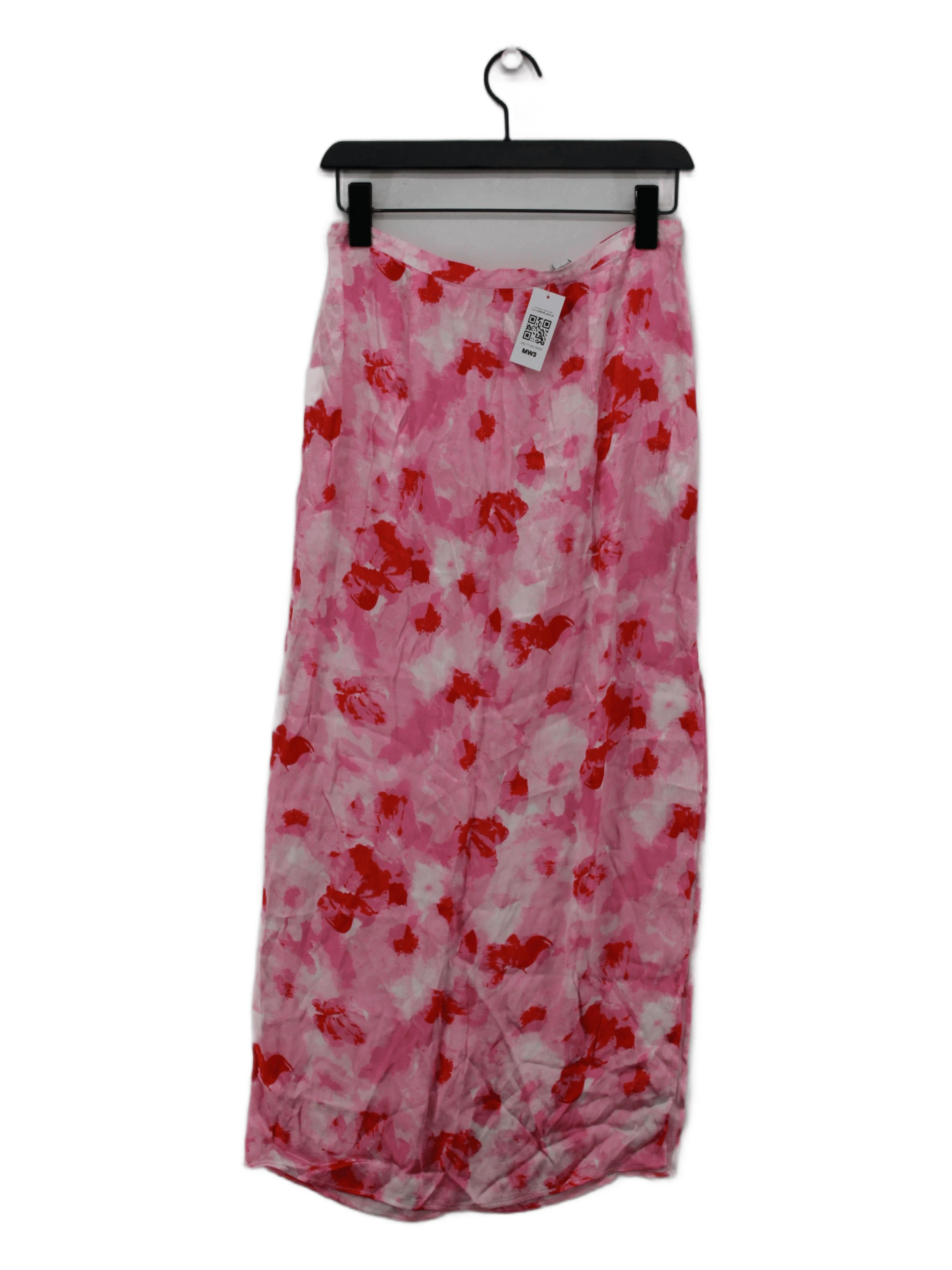 Topshop Women's Midi Skirt UK 12 Pink Floral 100% Viscose Midi A-Line