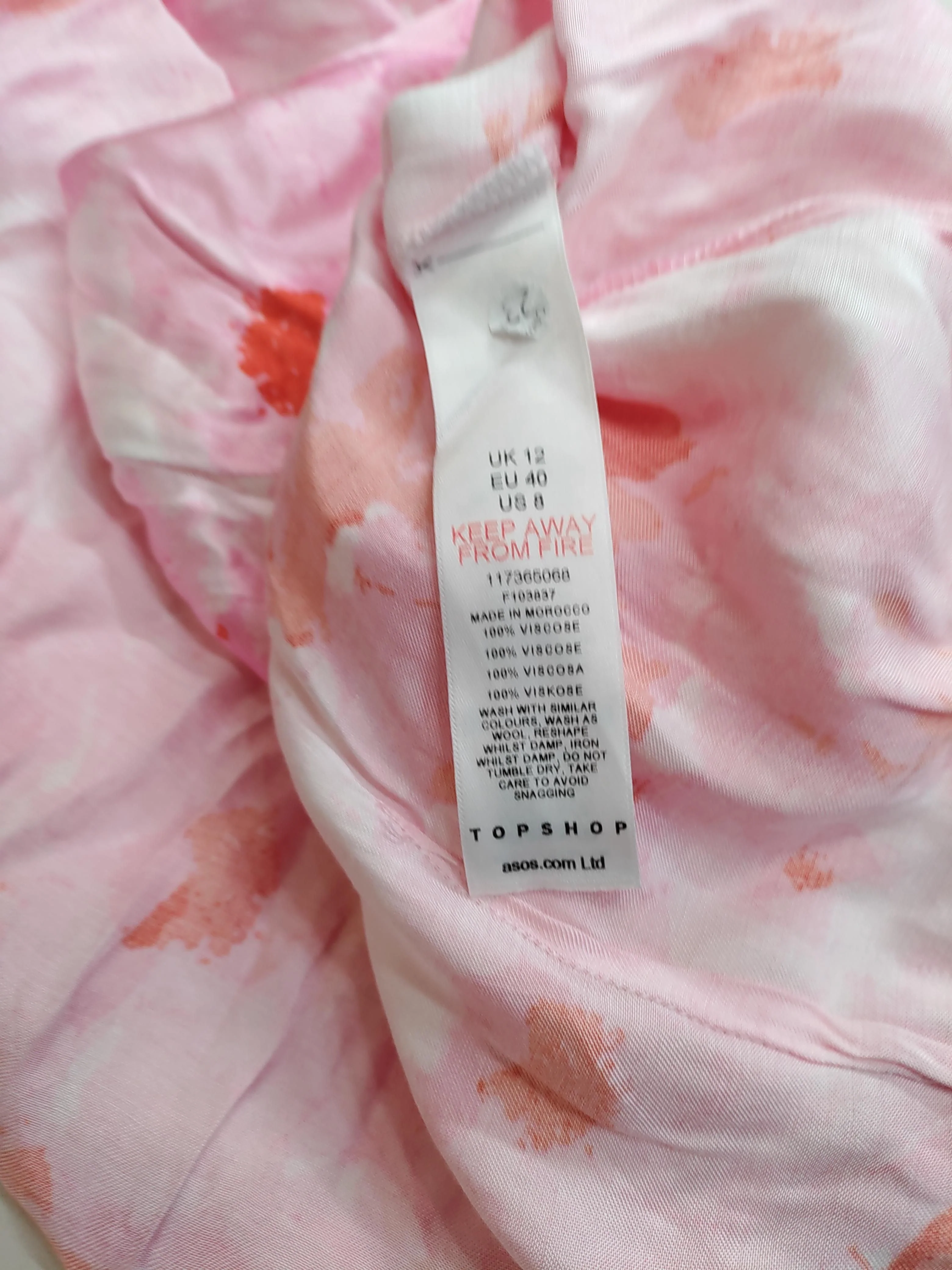 Topshop Women's Midi Skirt UK 12 Pink Floral 100% Viscose Midi A-Line - Image 6