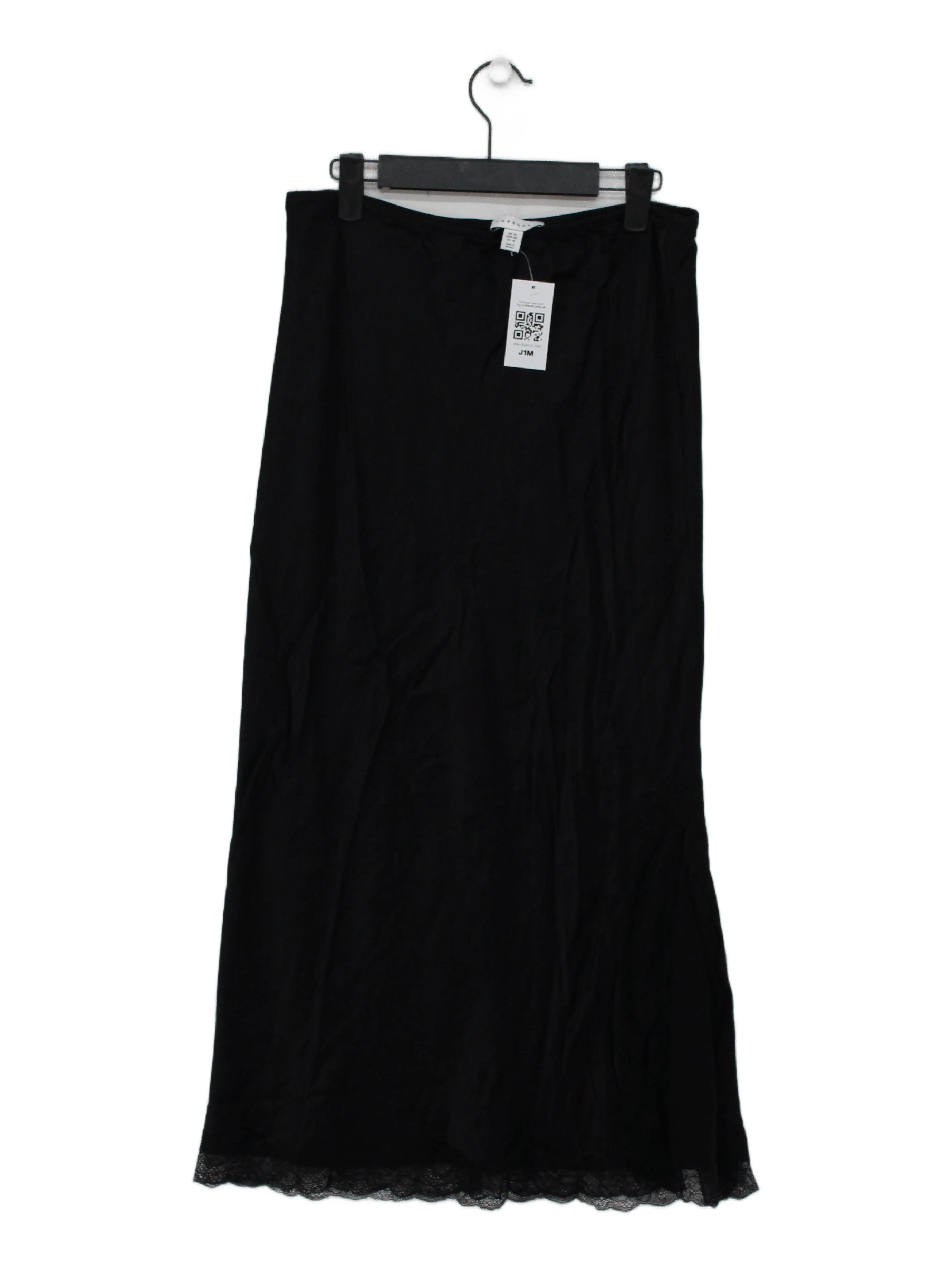 Topshop Women's Midi Skirt UK 14 Black Viscose with Nylon Midi Straight & Pencil