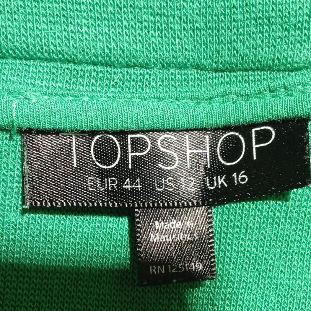 Topshop Women's Midi Skirt UK 16 Green Cotton with Viscose Straight & Pencil - Image 5