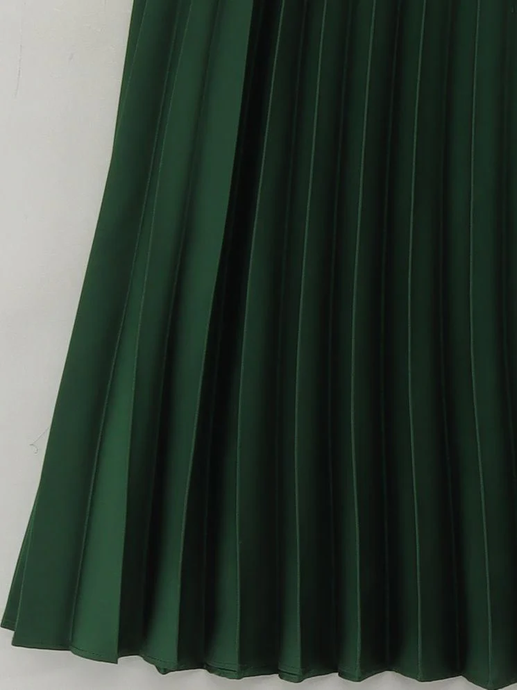 Topshop Women's Midi Skirt UK 6 Green 100% Other Midi Pleated - Image 4