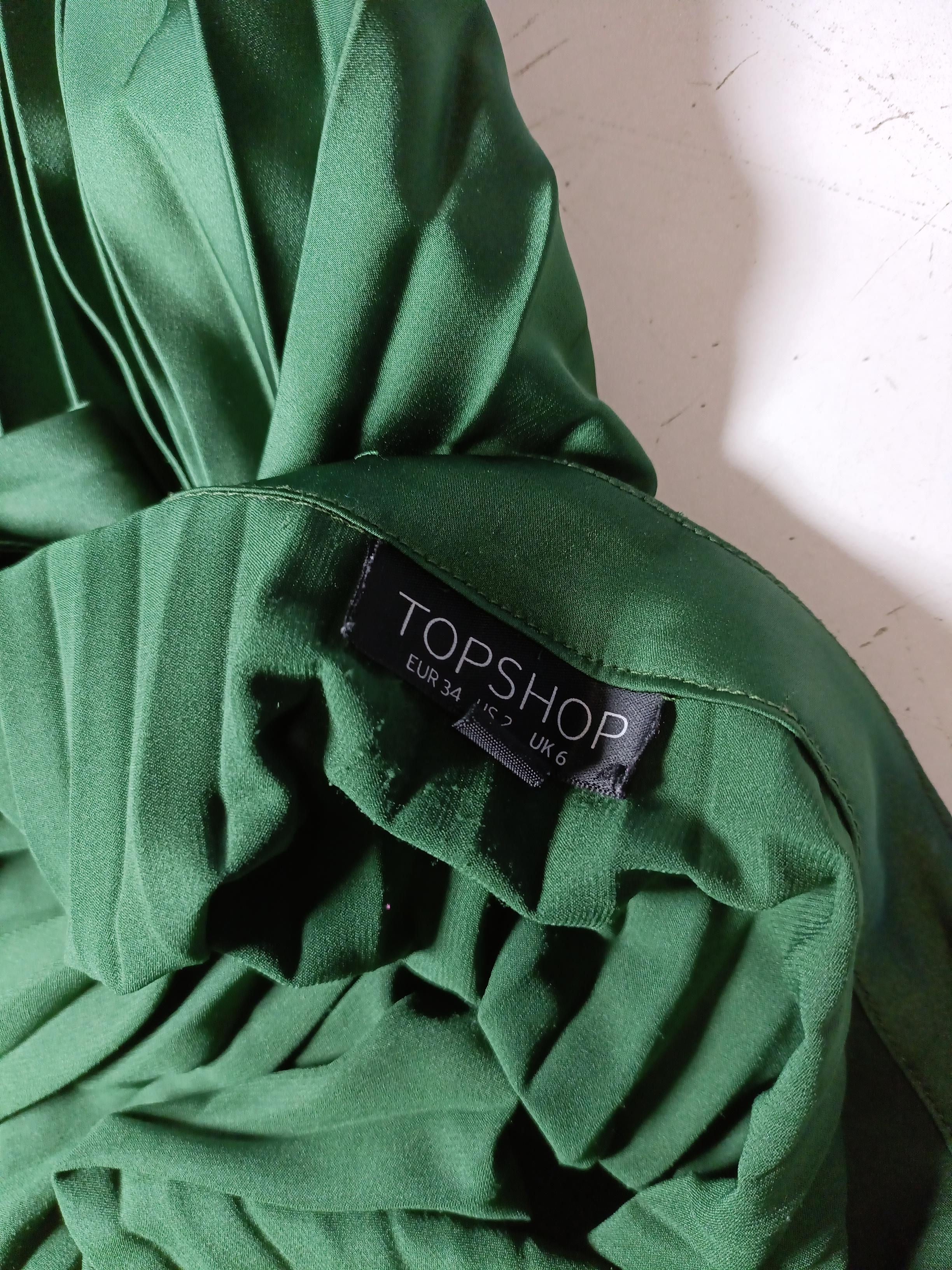 Topshop Women's Midi Skirt UK 6 Green 100% Other Midi Pleated - Image 7