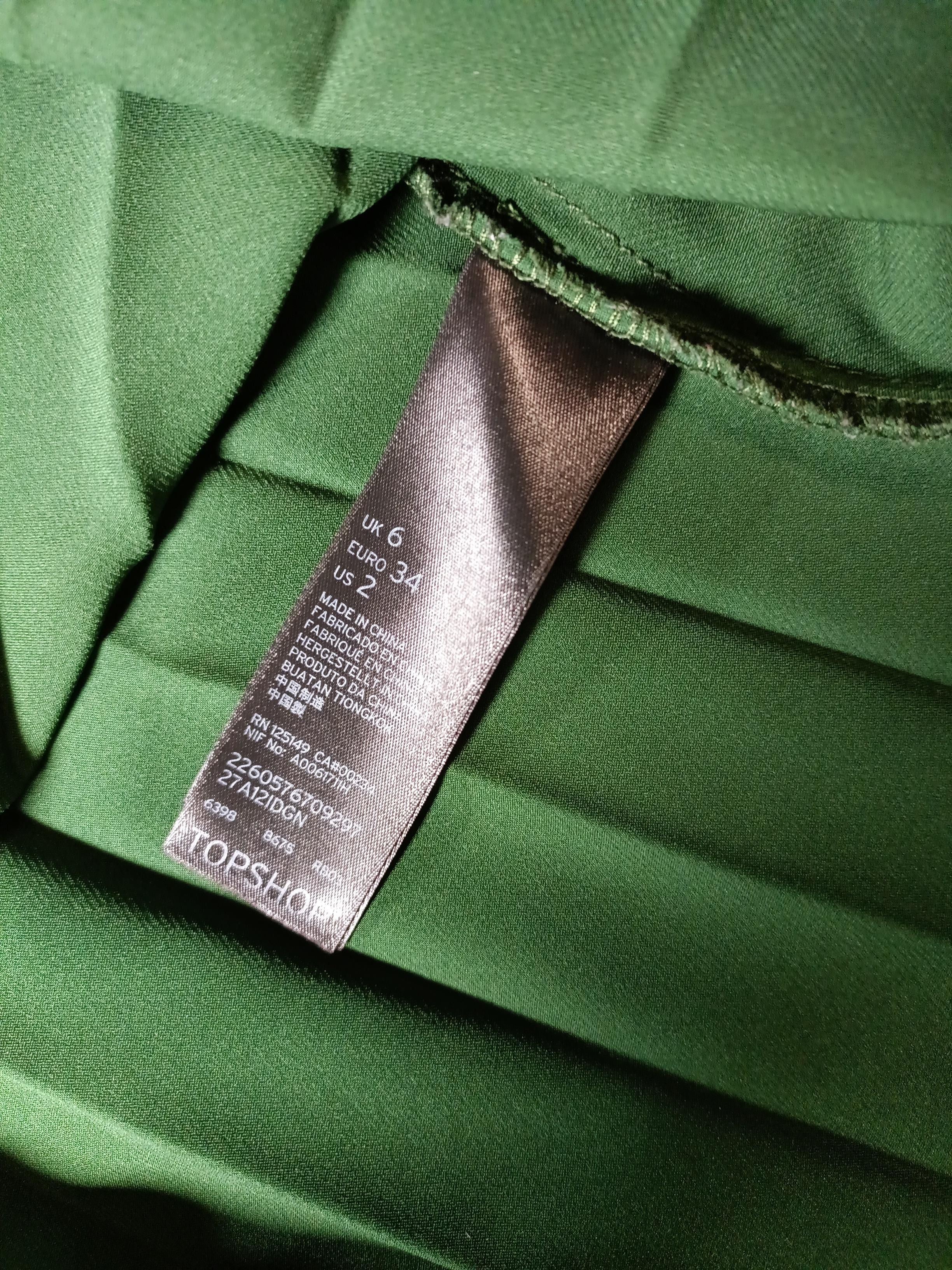 Topshop Women's Midi Skirt UK 6 Green 100% Other Midi Pleated - Image 8
