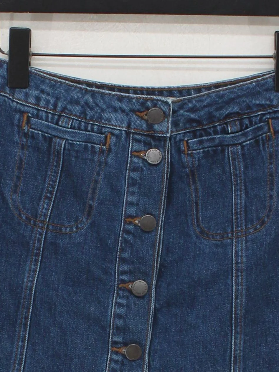 Topshop Women's Mini Skirt M Blue 100% Cotton Short Mini - Image 3