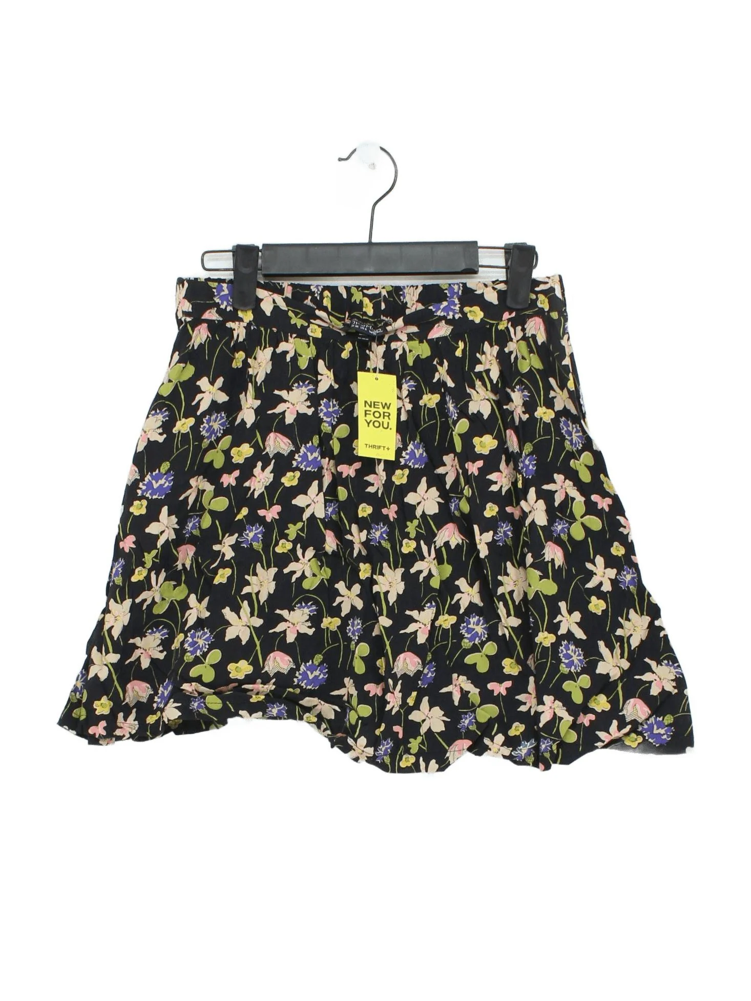 Topshop Women's Mini Skirt S Black Floral 100% Viscose Short Mini