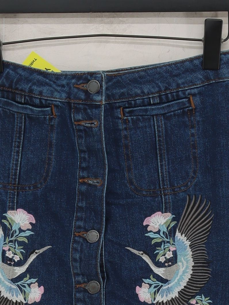 Topshop Women's Mini Skirt S Blue 100% Cotton Short Mini - Image 3