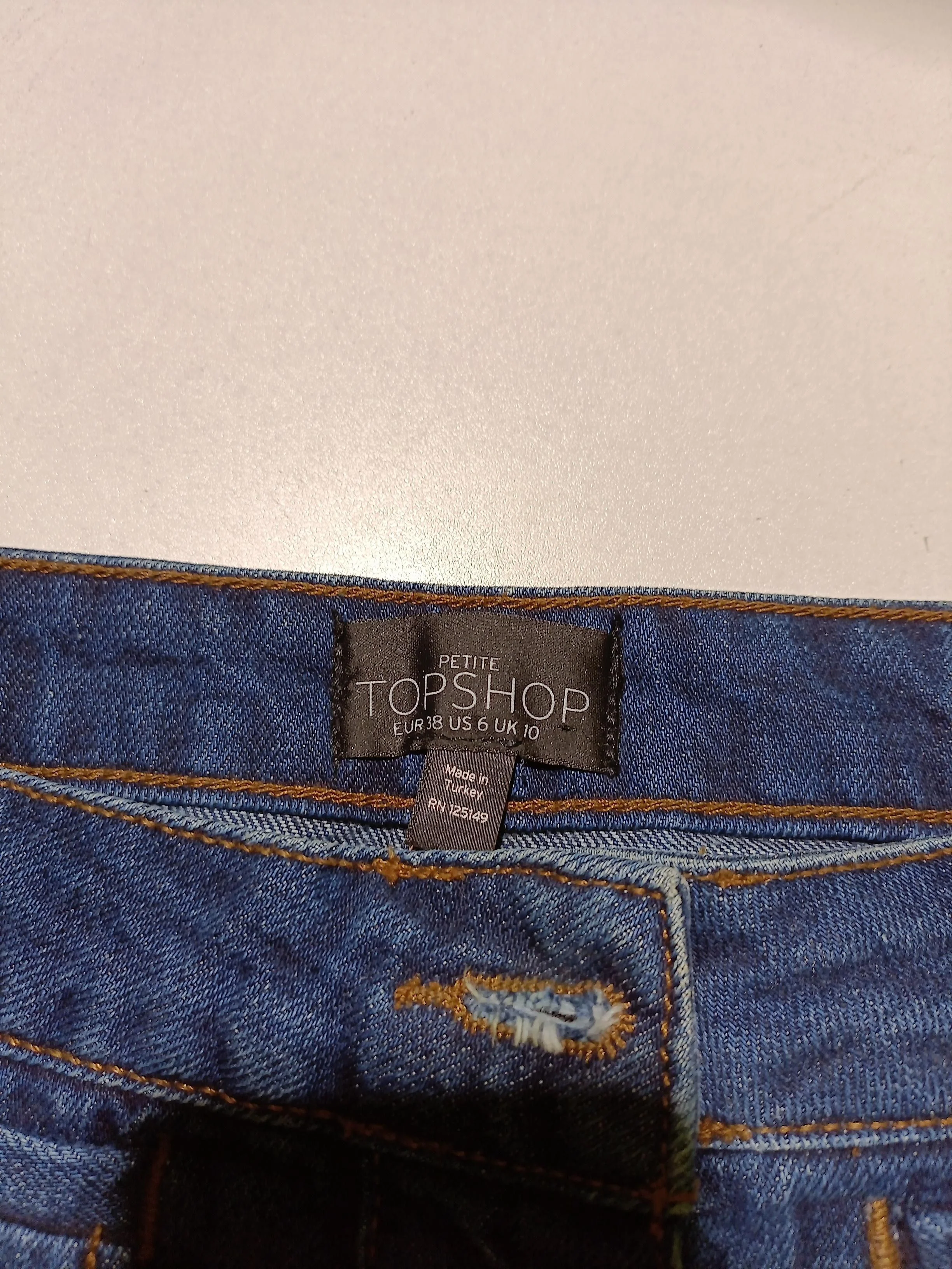 Topshop Women's Mini Skirt S Blue 100% Cotton Short Mini - Image 5