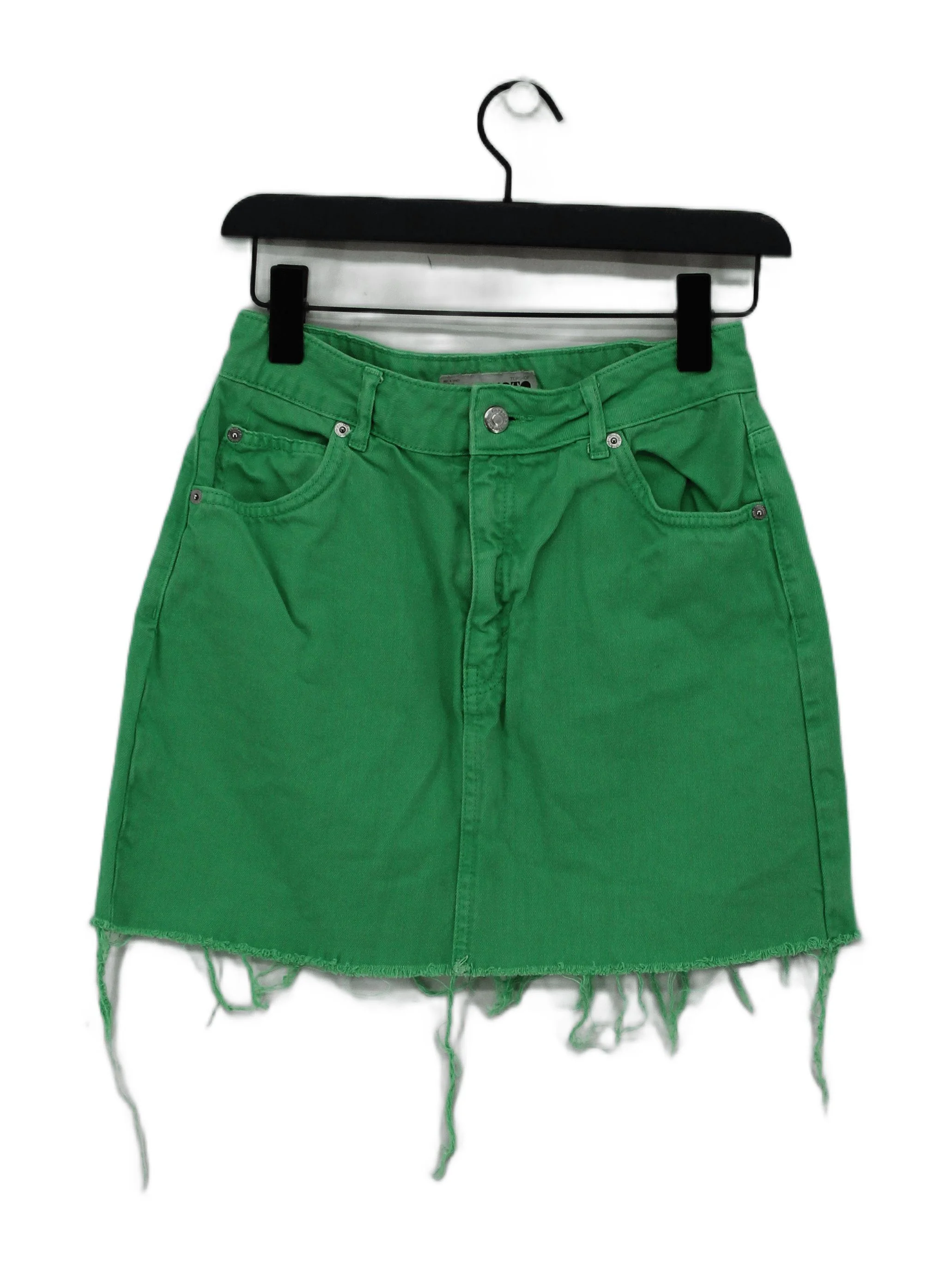 Topshop Women's Mini Skirt S Green 100% Cotton Short Mini