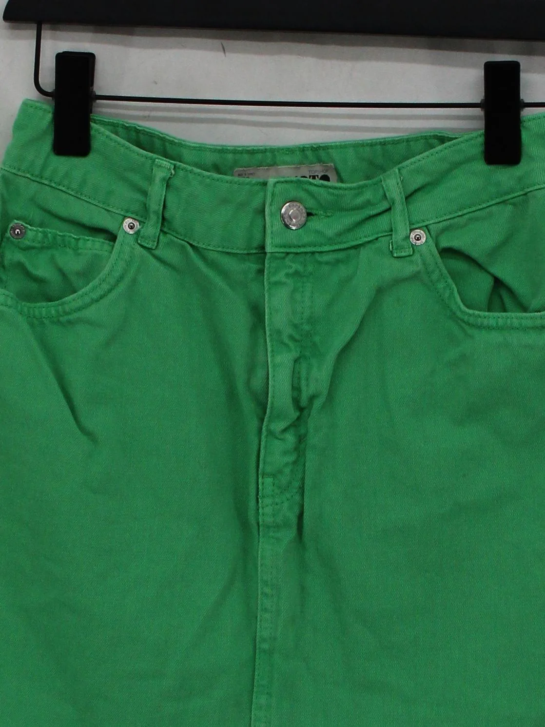 Topshop Women's Mini Skirt S Green 100% Cotton Short Mini - Image 3