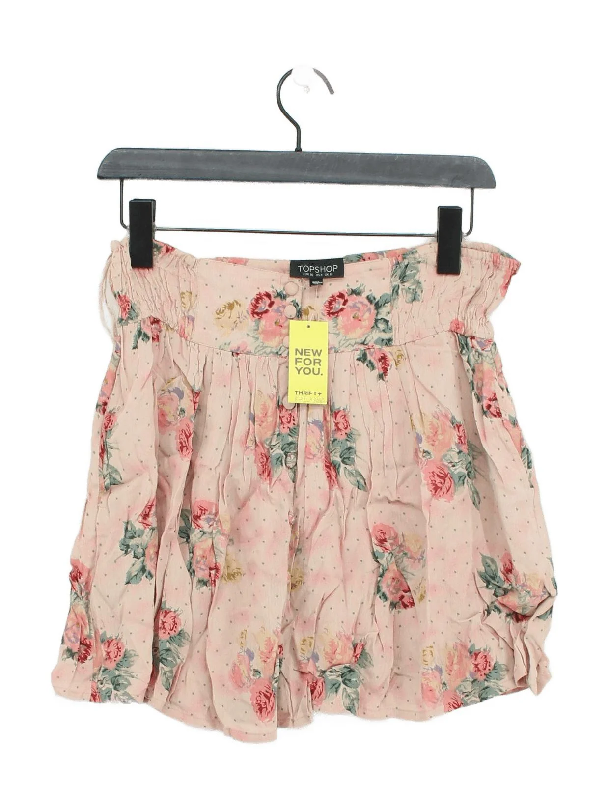 Topshop Women's Mini Skirt S Pink Floral 100% Viscose Short Mini