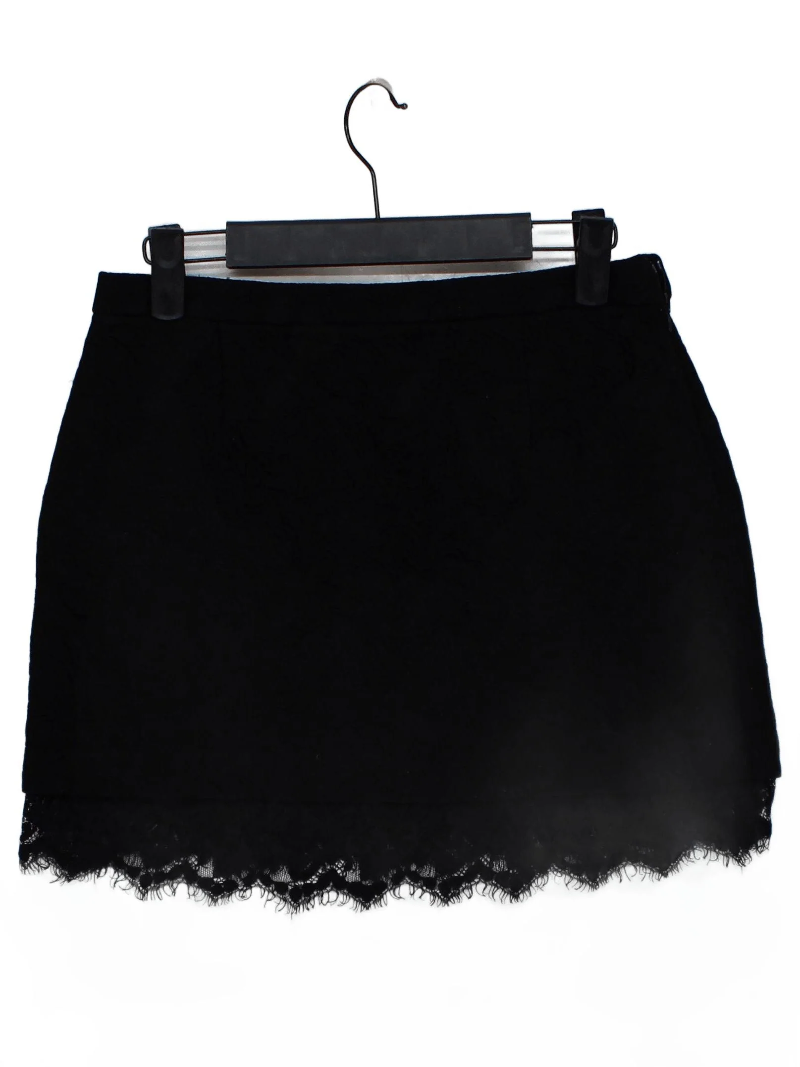 Topshop Women's Mini Skirt UK 10 Black Cotton with Polyester, Polyamide Mini