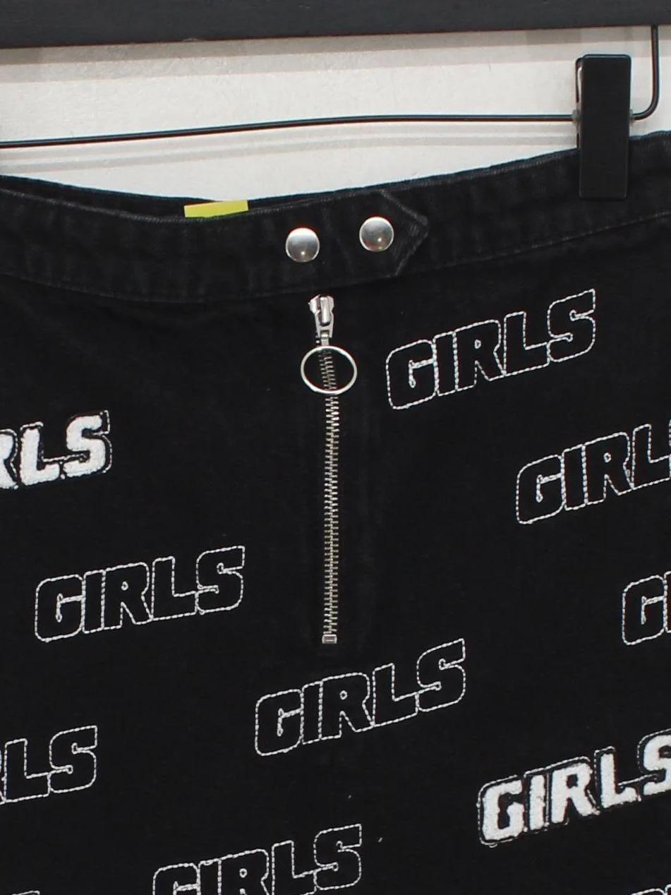 Topshop Women's Mini Skirt UK 10 Black Graphic 100% Cotton Short Mini - Image 3