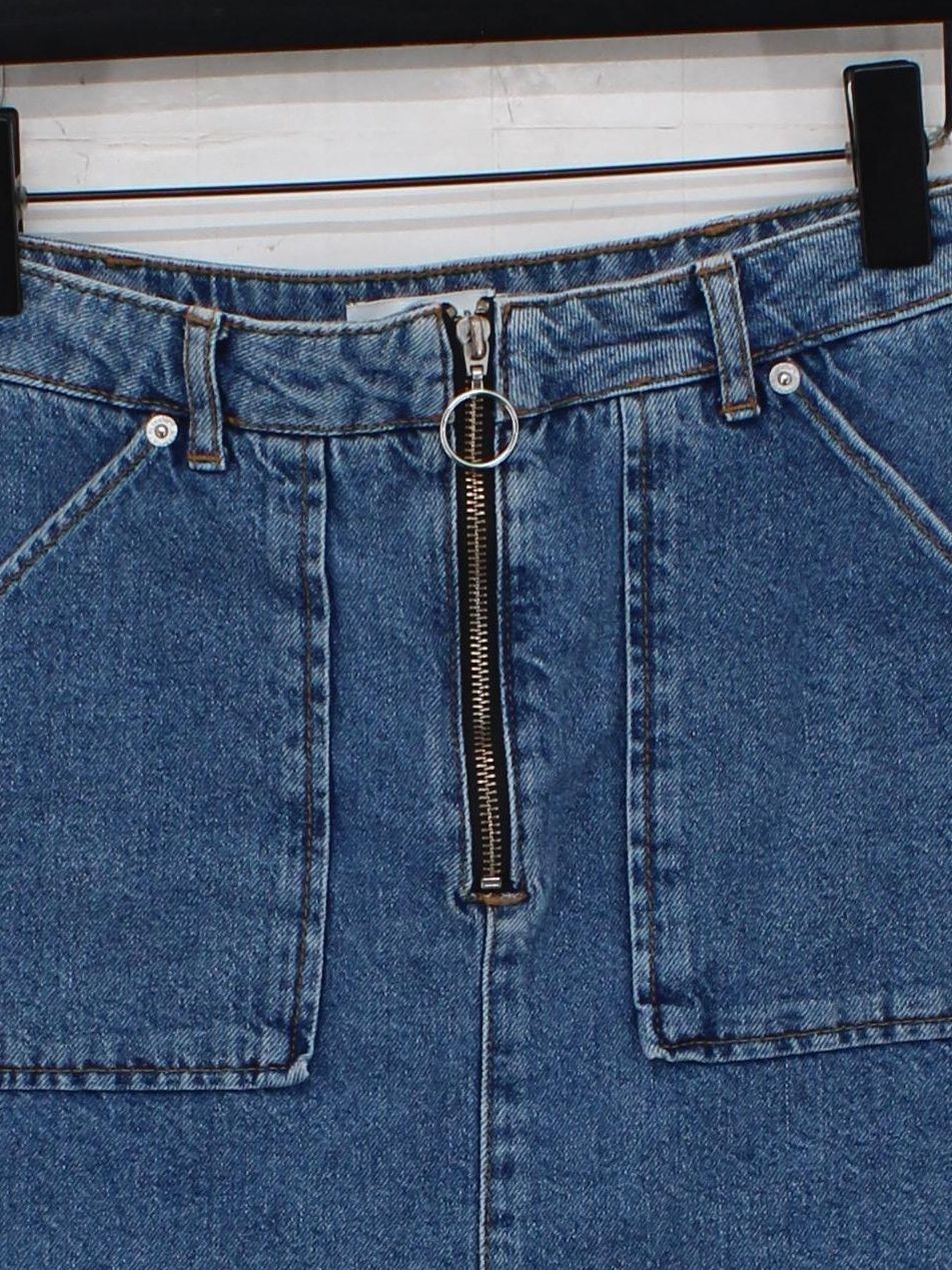 Topshop Women's Mini Skirt UK 10 Blue 100% Cotton Short Mini - Image 3