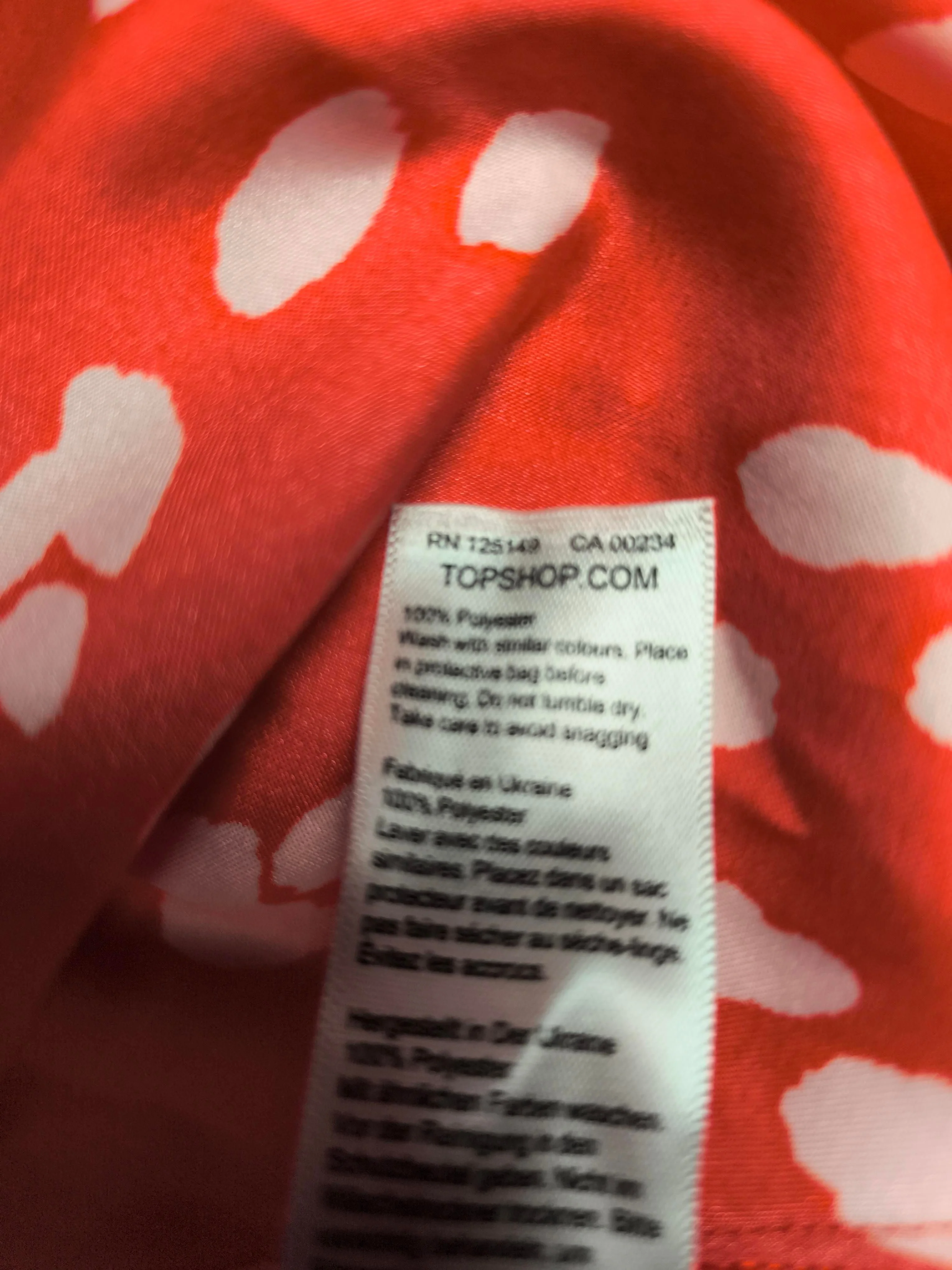 Topshop Women's Mini Skirt UK 10 Red Polkadot 100% Polyester Short Mini - Image 6