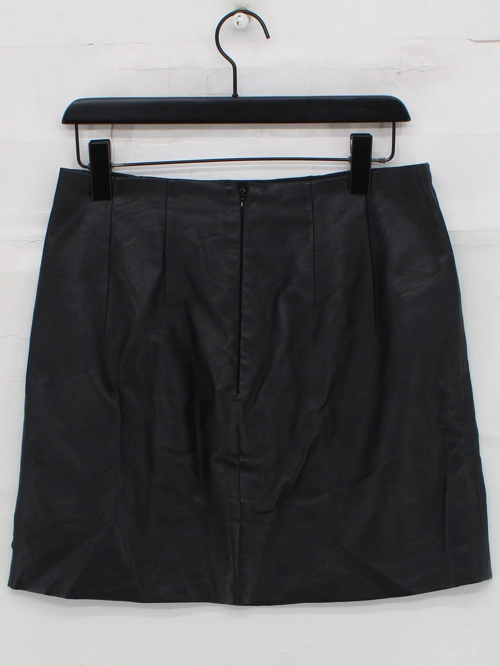 Topshop Women's Mini Skirt UK 12 Black Faux Leather with Polyester, Cotton Mini - Image 2