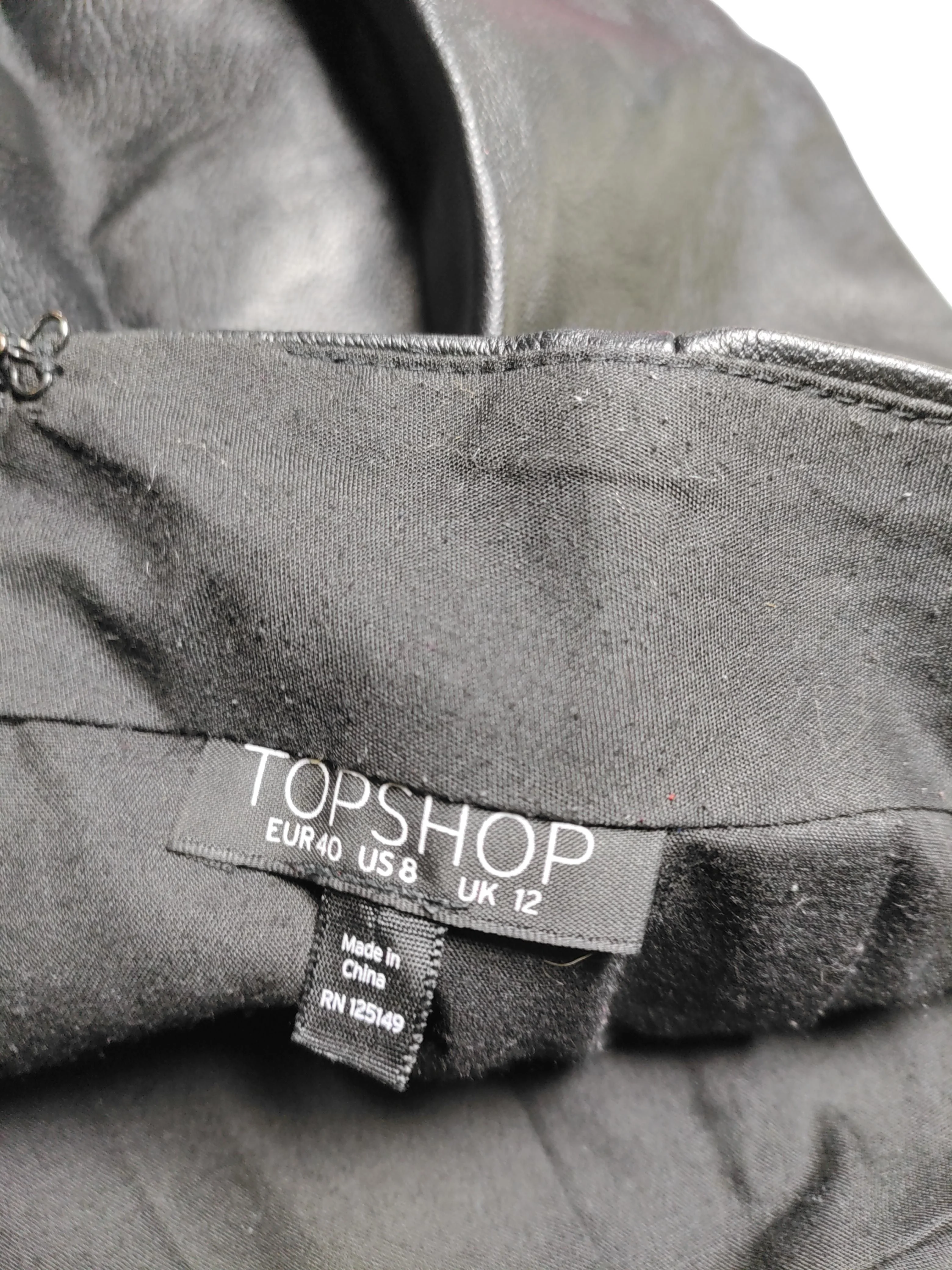 Topshop Women's Mini Skirt UK 12 Black Faux Leather with Polyester, Cotton Mini - Image 5