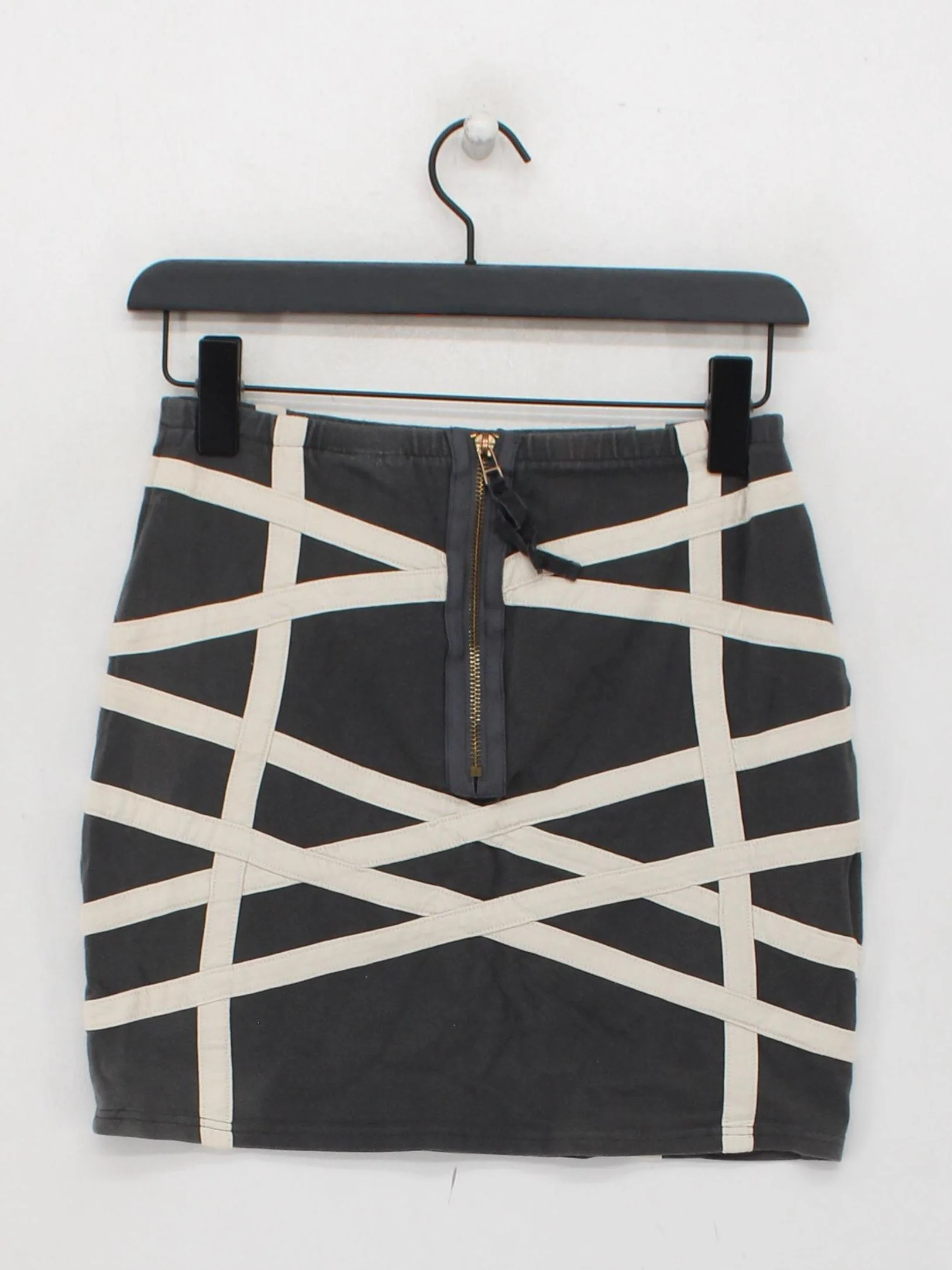 Topshop Women's Mini Skirt UK 12 Grey Geometric Cotton with Elastane Short Mini - Image 2