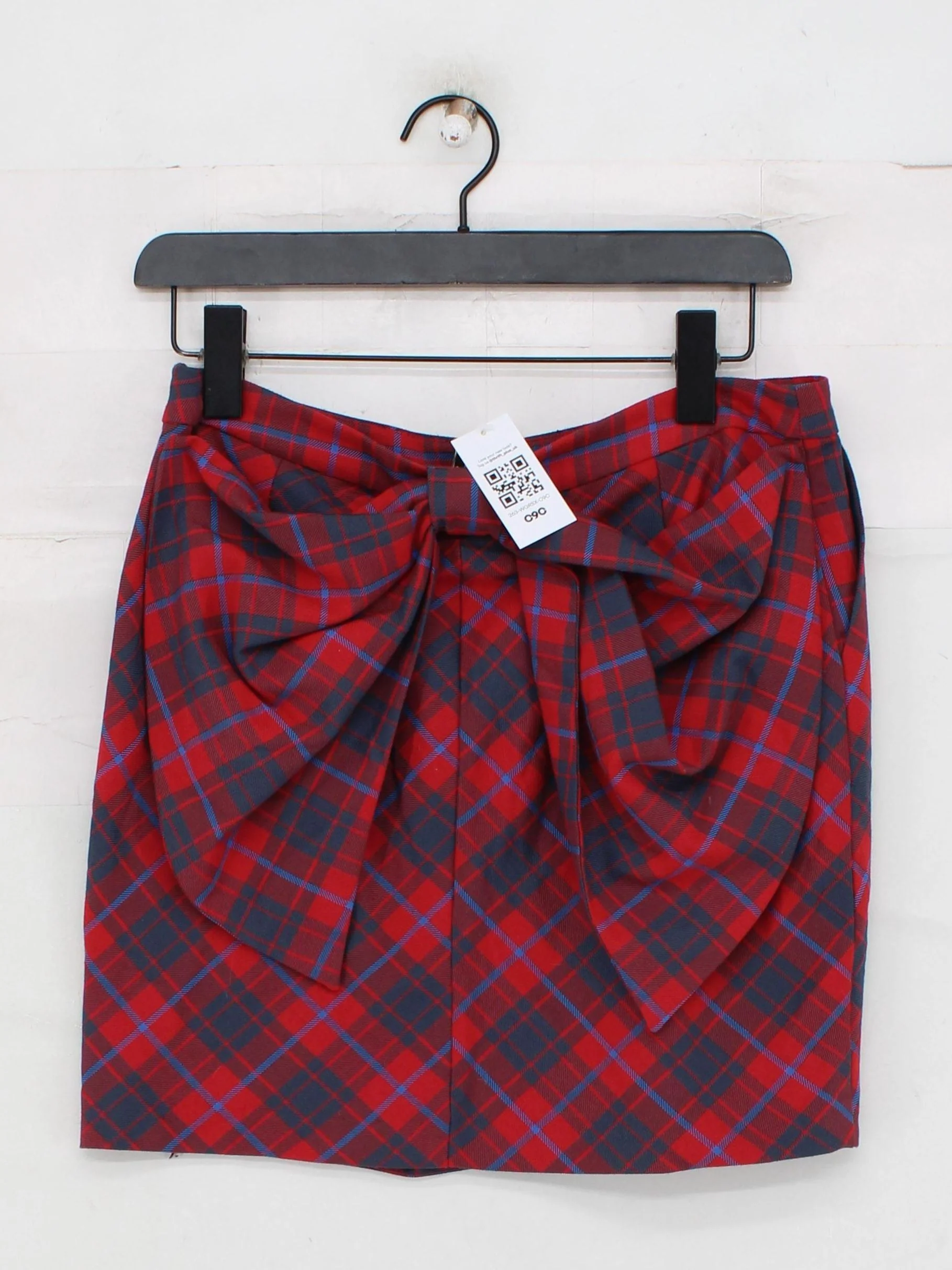 Topshop Women's Mini Skirt UK 12 Red Checkered Polyester with Viscose Short Mini - Image 2