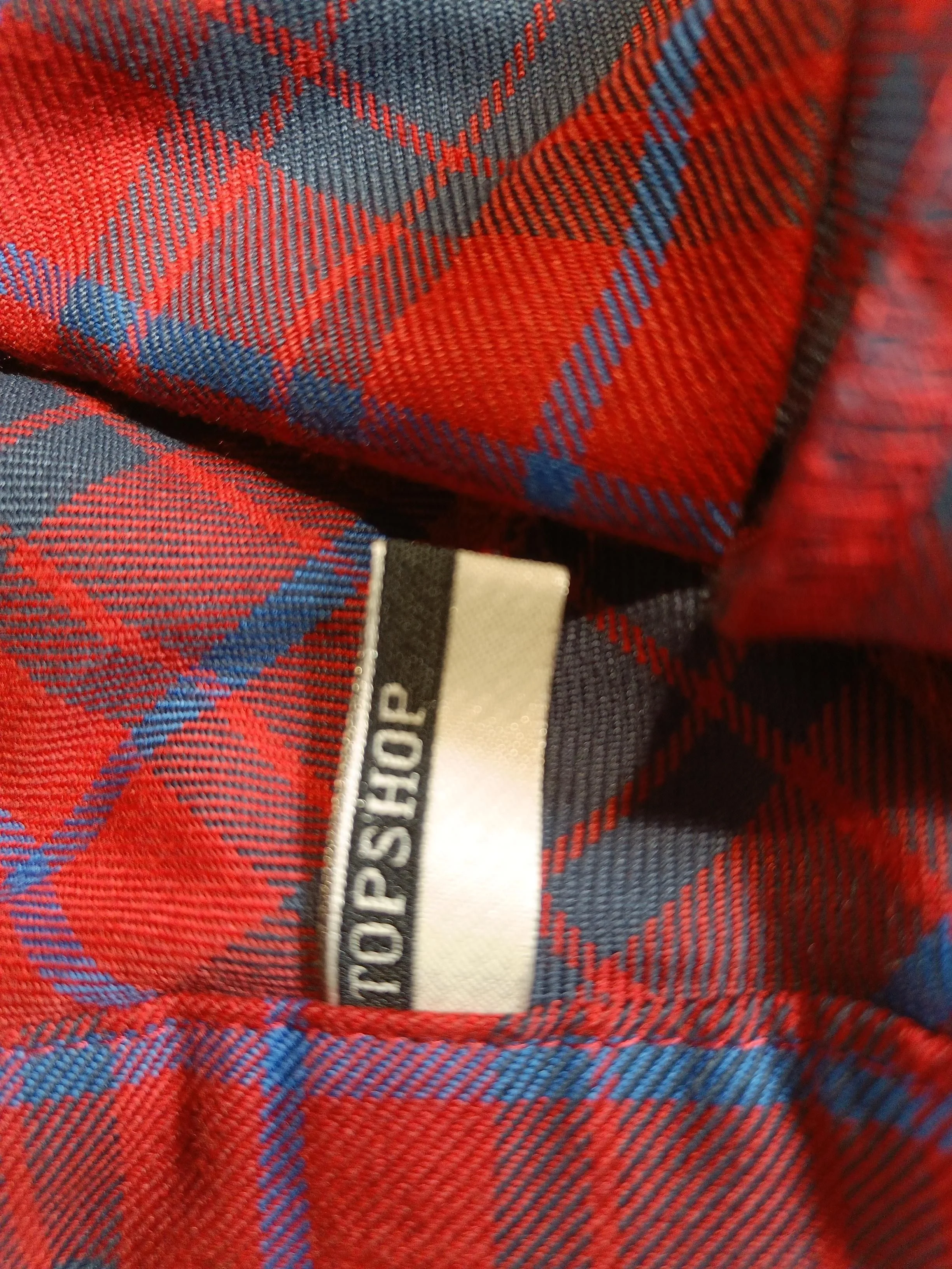 Topshop Women's Mini Skirt UK 12 Red Checkered Polyester with Viscose Short Mini - Image 5