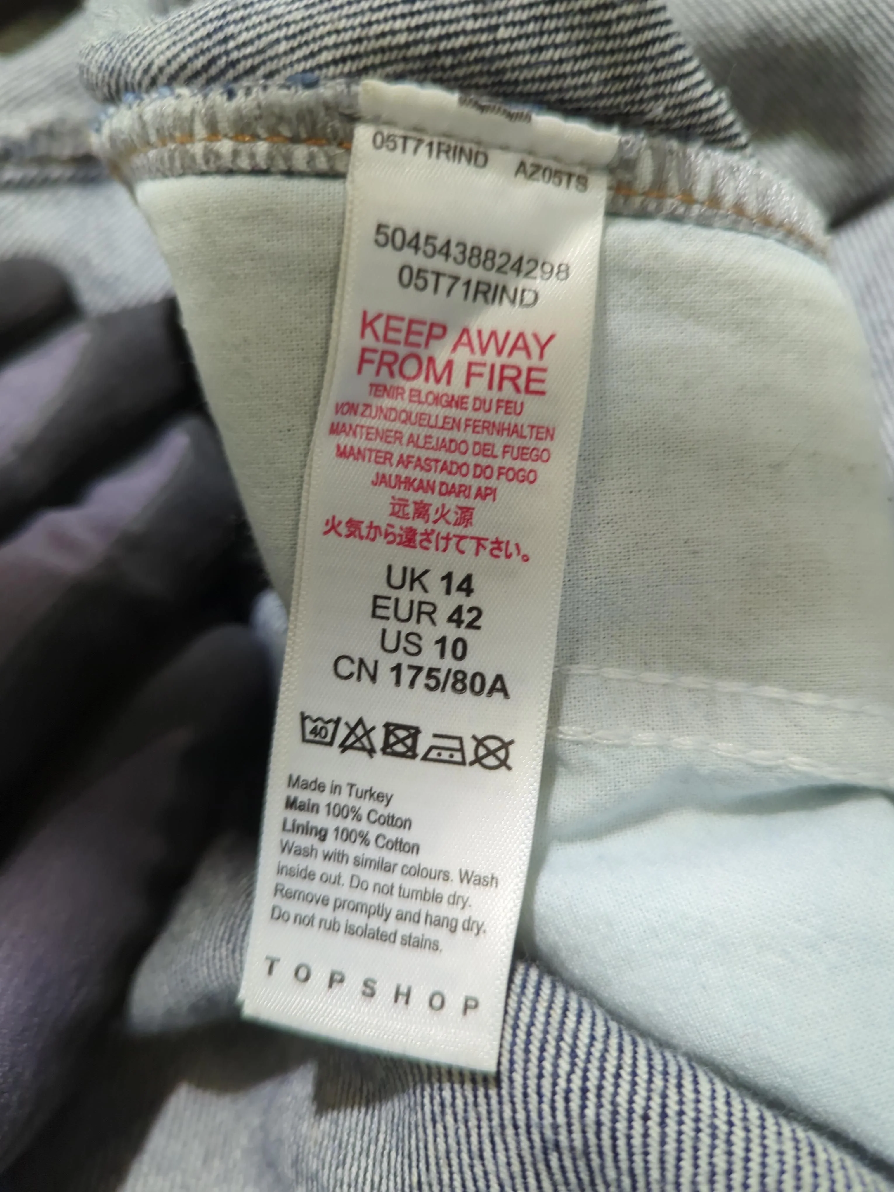 Topshop Women's Mini Skirt UK 14 Blue 100% Cotton Short Mini - Image 6