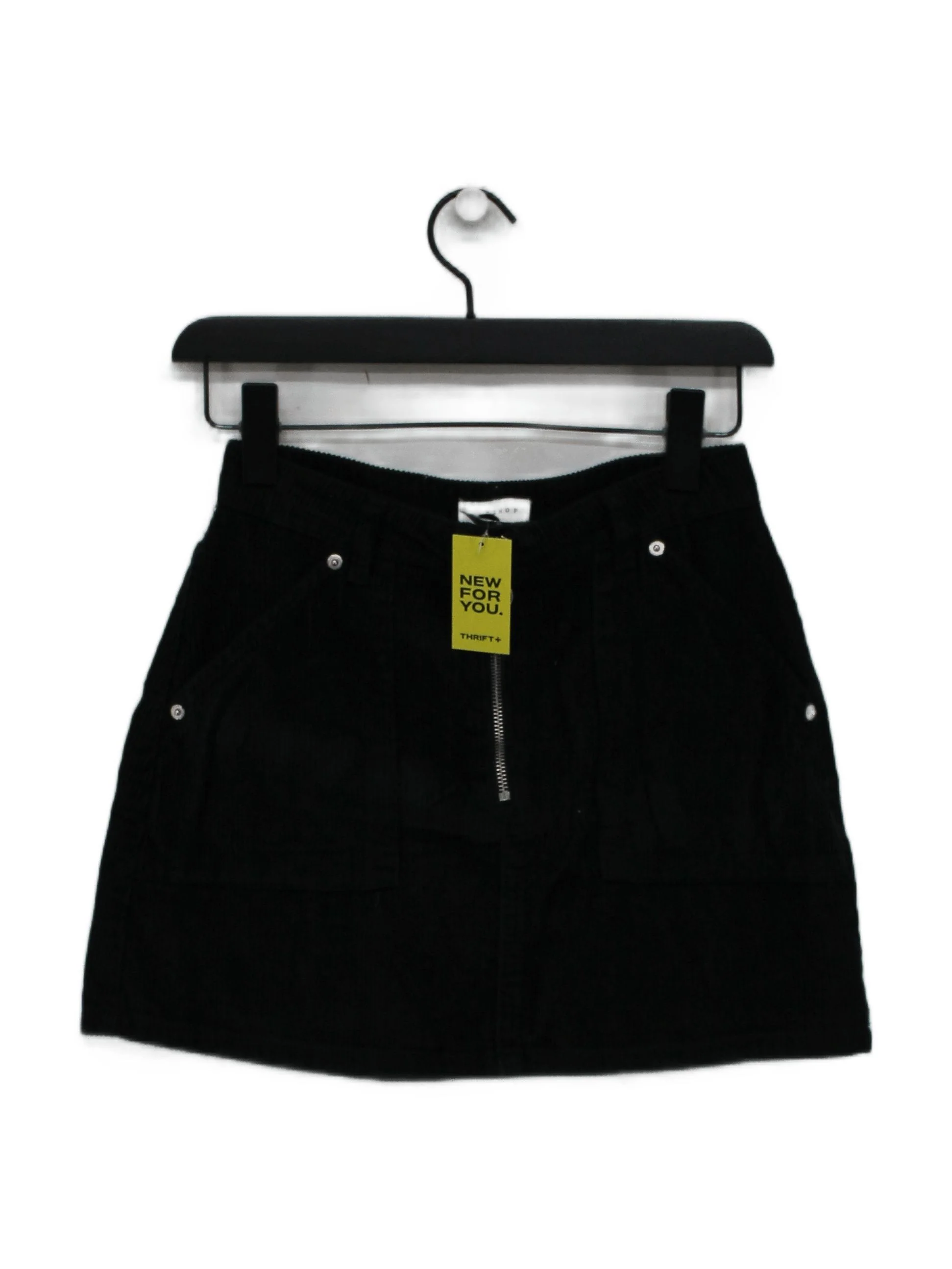 Topshop Women's Mini Skirt UK 6 Black 100% Cotton Short Mini