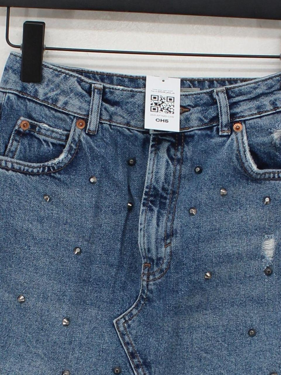Topshop Women's Mini Skirt UK 6 Blue 100% Cotton Short Mini - Image 3