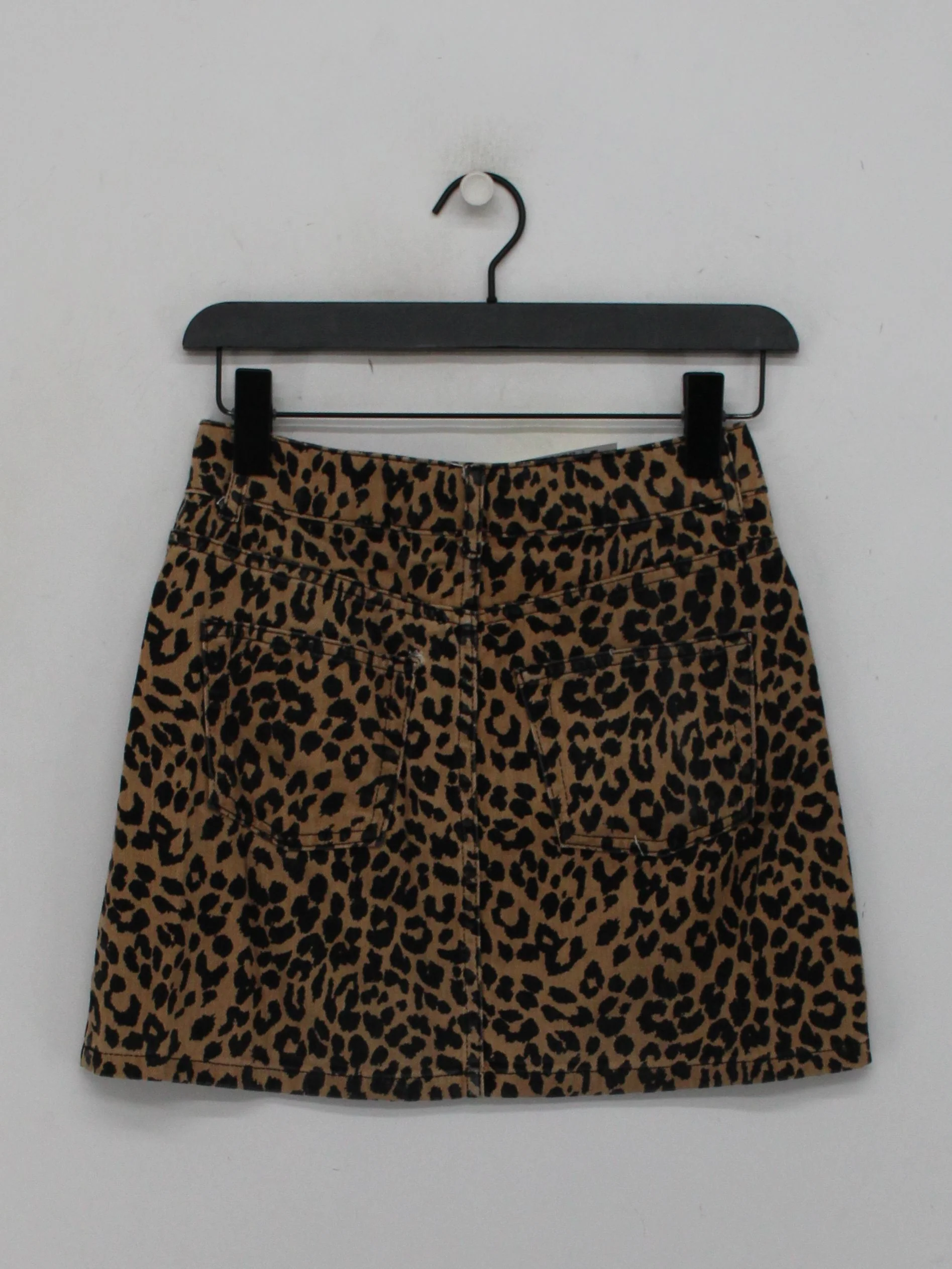 Topshop Women's Mini Skirt UK 6 Brown Animal Print 100% Cotton Short Mini - Image 2