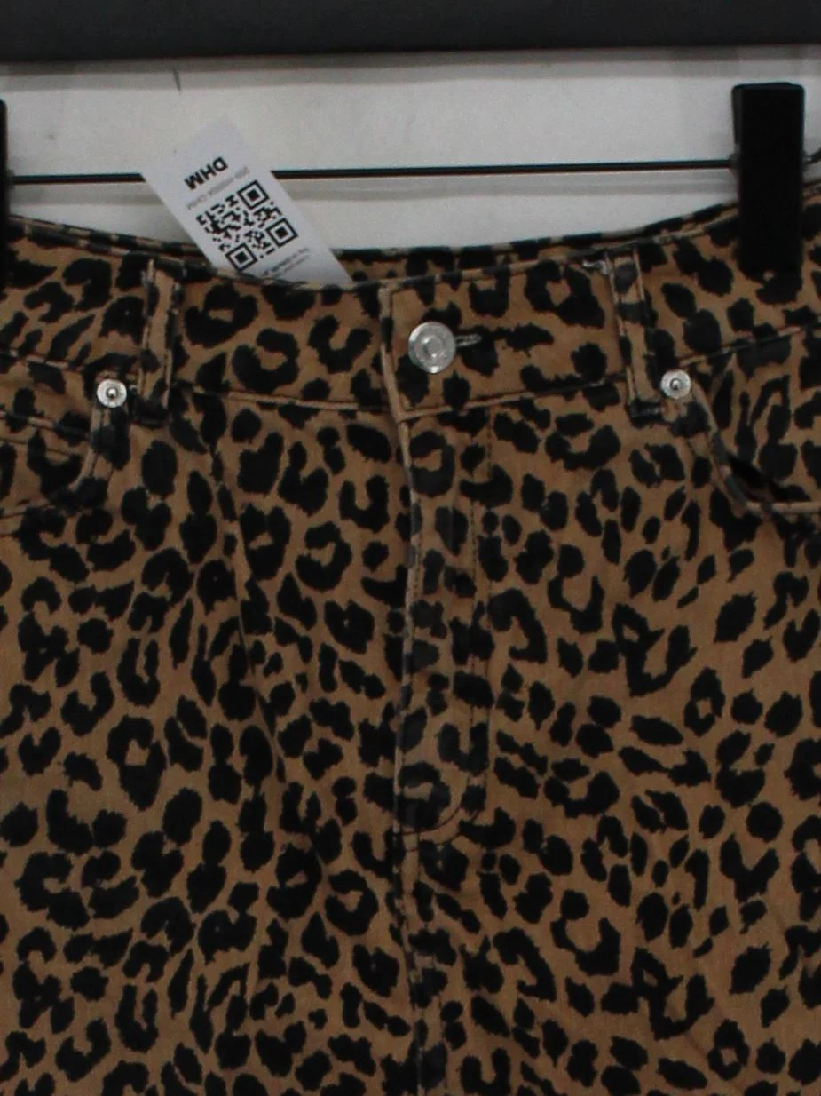 Topshop Women's Mini Skirt UK 6 Brown Animal Print 100% Cotton Short Mini - Image 3