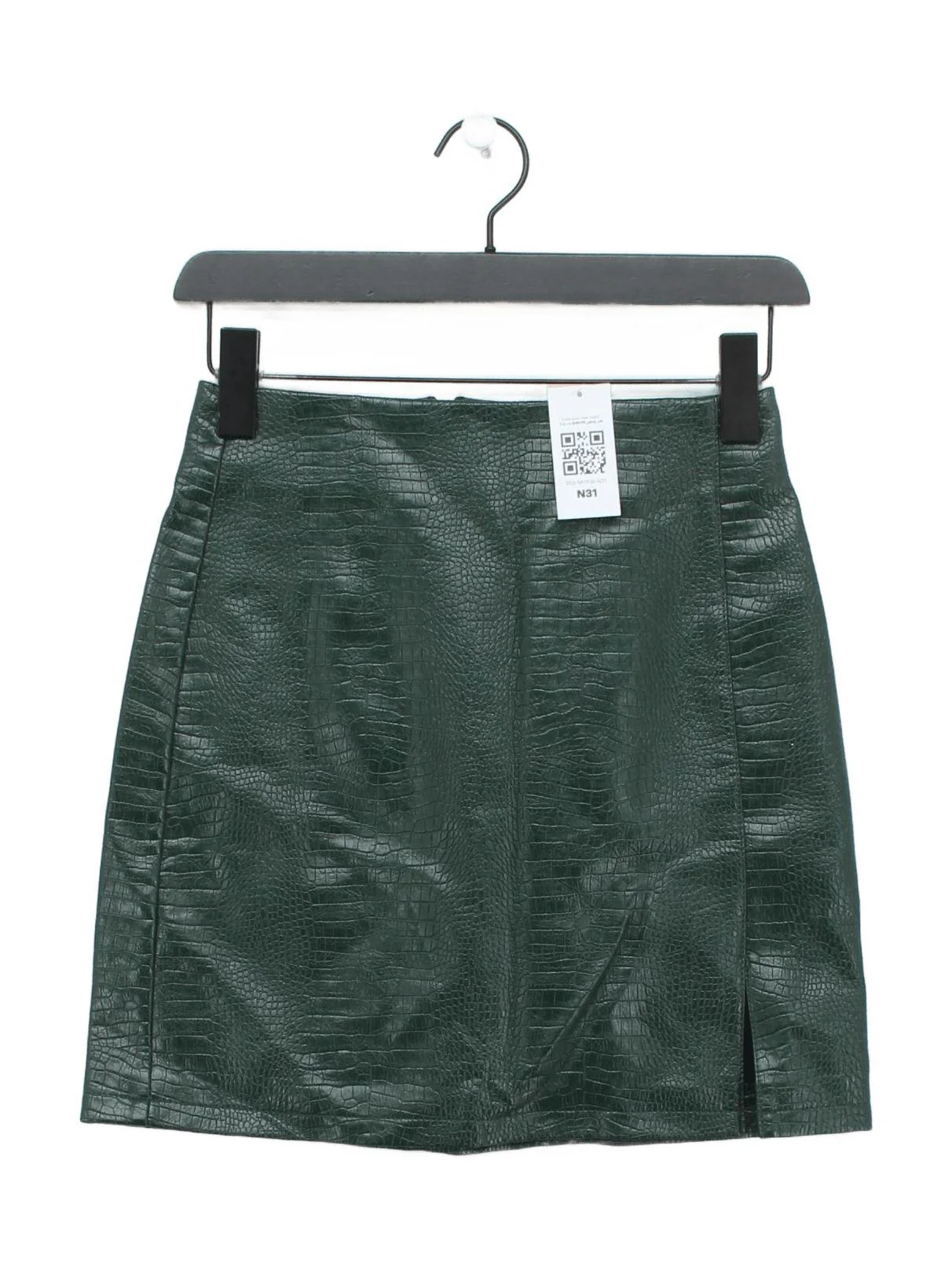 Topshop Women's Mini Skirt UK 6 Green Polyester with Viscose, Cotton Mini