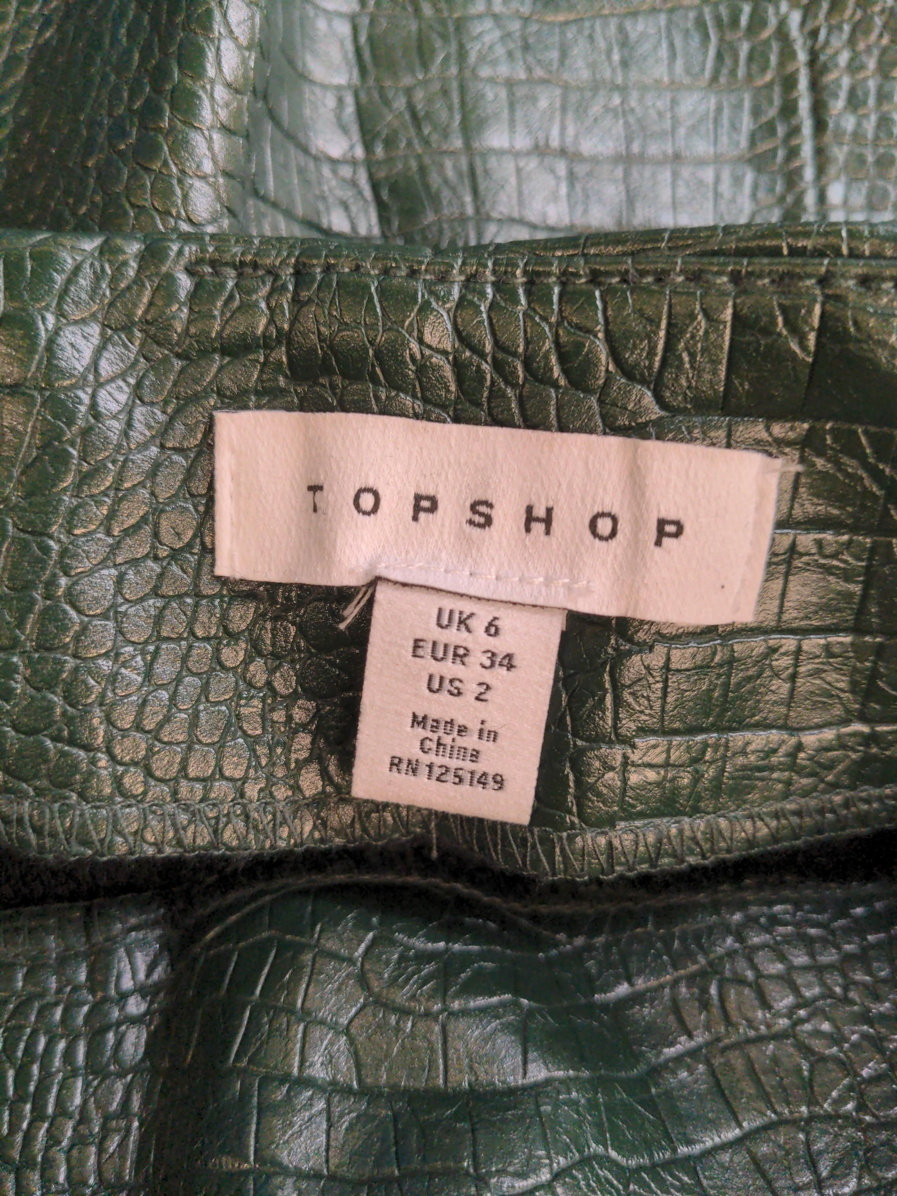 Topshop Women's Mini Skirt UK 6 Green Polyester with Viscose, Cotton Mini - Image 5